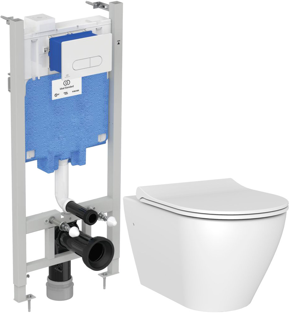 Комплект  Унитаз подвесной STWORKI Merlingen MWH55 + Система инсталляции для унитазов Ideal Standard ProSys Eco Frame 2.0 R0464AC с кнопкой смыва
