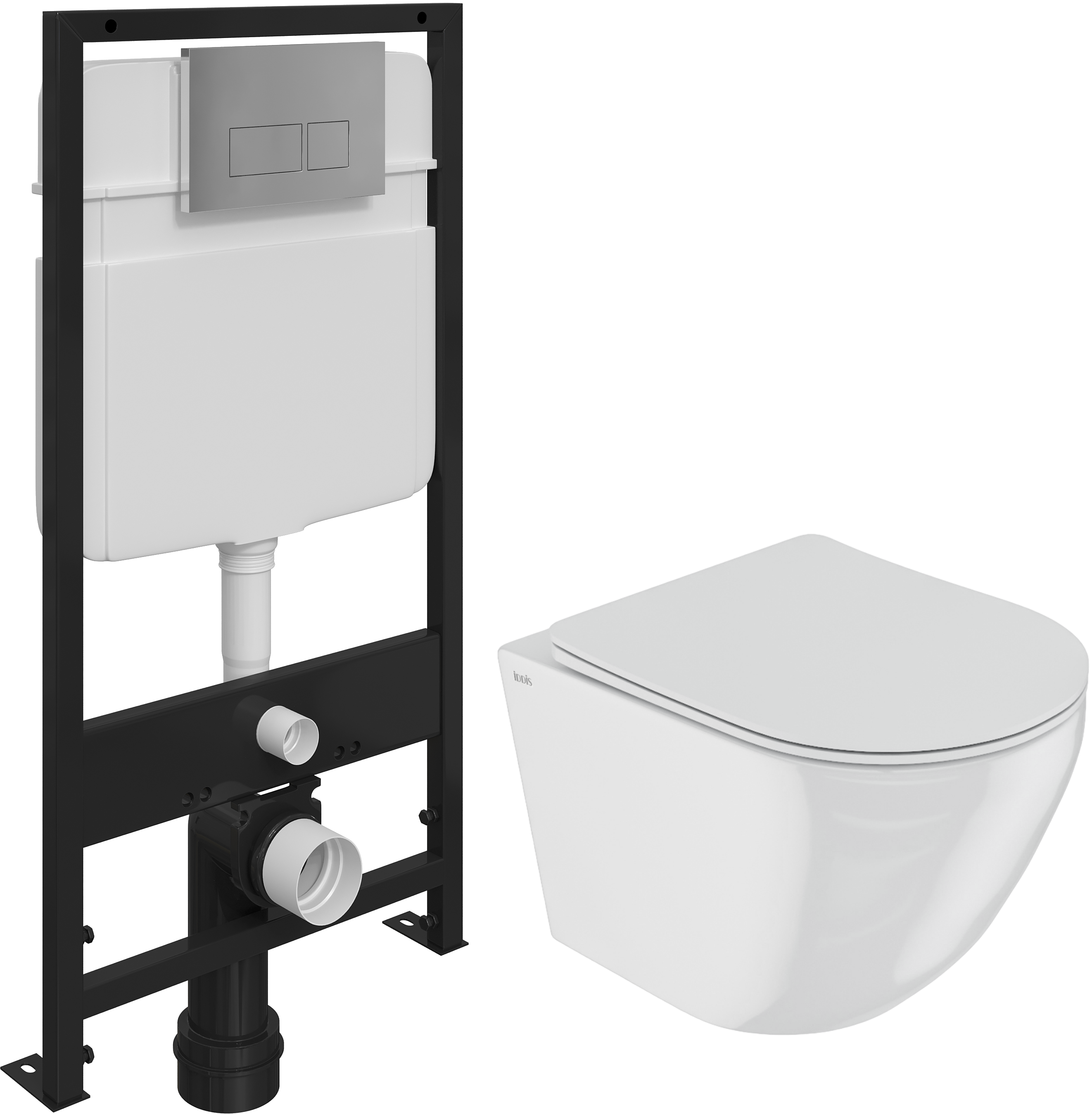 Комплект Унитаз подвесной IDDIS Blanco BLARDSEi25 + Инсталляция EWRIKA ProLT 0026-2020 + Кнопка 0041 хром