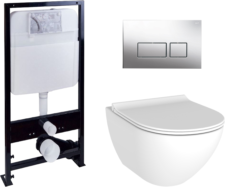 Комплект  Унитаз подвесной STWORKI Merlingen HWH55 безободковый + Система инсталляции для унитазов EWRIKA ProLT 0026-2020 + Кнопка смыва EWRIKA 0041 х