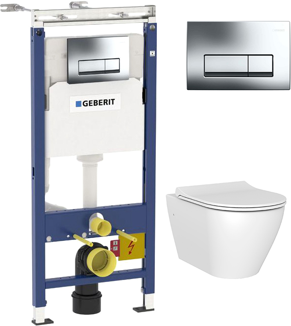 Комплект  Унитаз подвесной STWORKI Merlingen MWH55 + Система инсталляции для унитазов Geberit Duofix Платтенбау 458.125.21.1 4 в 1 с кнопкой смыва