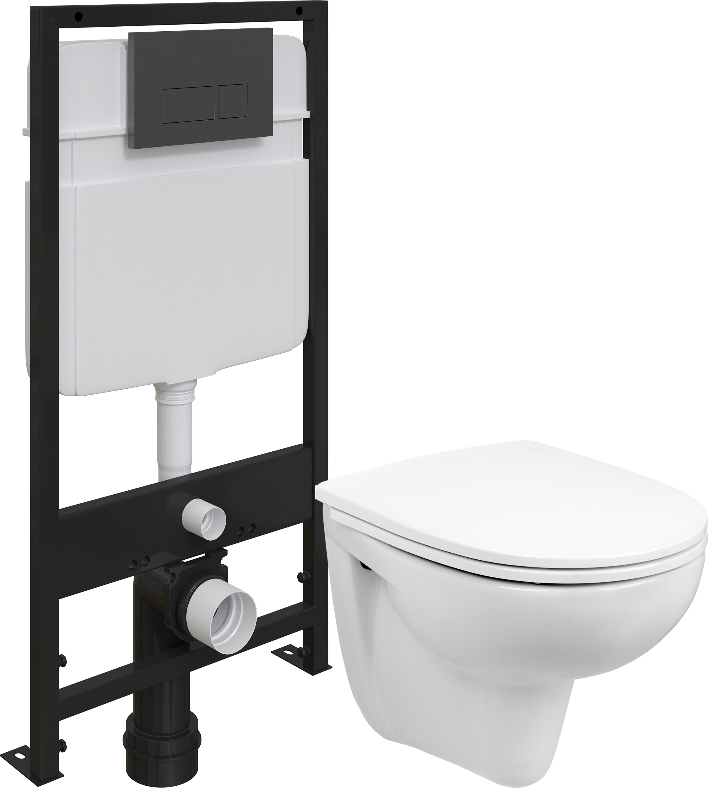 Комплект 3 в 1 Унитаз подвесной Wanfald Lauta 47302100005 + Инсталляция EWRIKA ProLT 0026-2020 + Кнопка 0044 цвет матовый черный