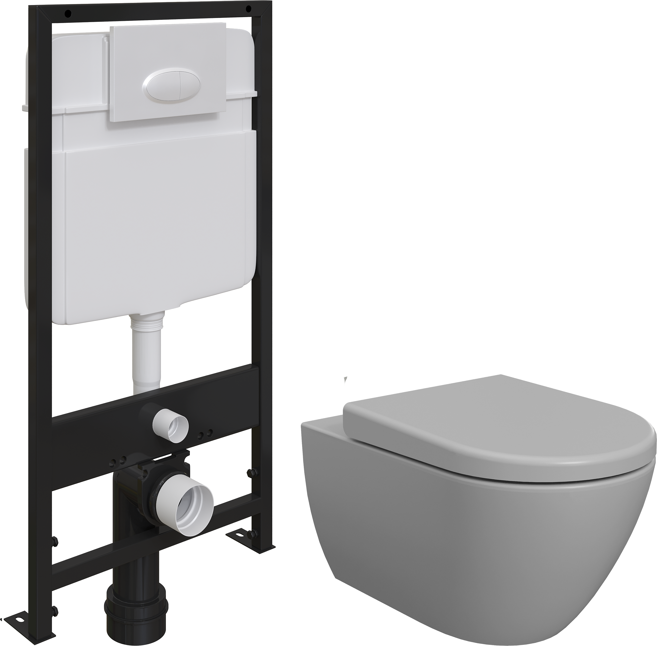 Комплект Унитаз подвесной BOCCHI Venezia 1295-006-0129 серый матовый, с крышкой A0302-006 с микролифтом + Система инсталляции для унитазов EWRIKA ProLT 0026-2020 с кнопкой смыва 0052 белой матовой