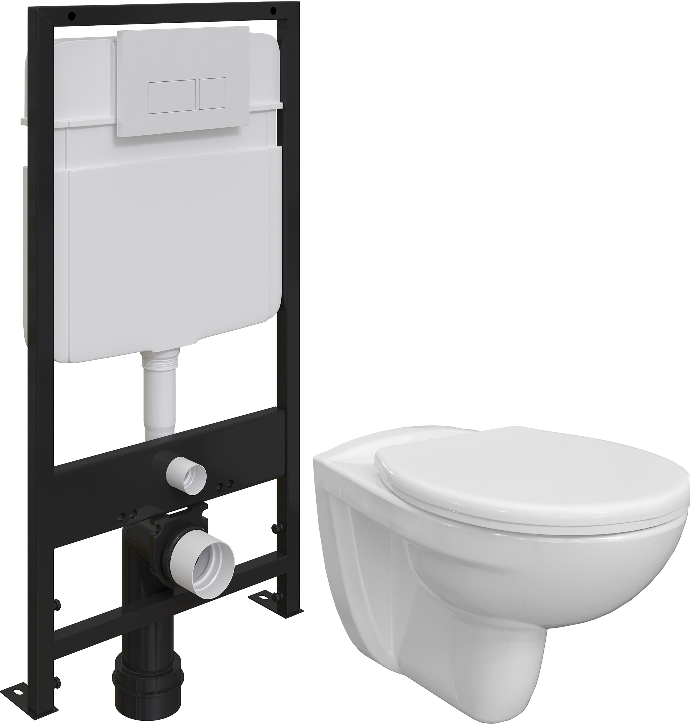 Комплект Унитаз подвесной DIWO Анапа безободковый с крышкой-сиденьем + Система инсталляции EWRIKA ProLT 0026-2020 с кнопкой смыва 0042 белой