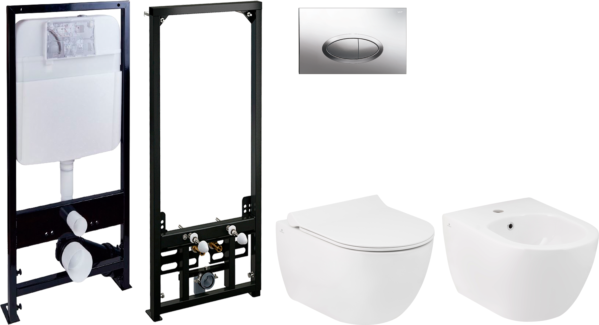 Комплект  Чаша для унитаза подвесного Seramiksan Hill A031161H безободковая + A030011 + 0026 + 0051 + A037021H + A105/1120