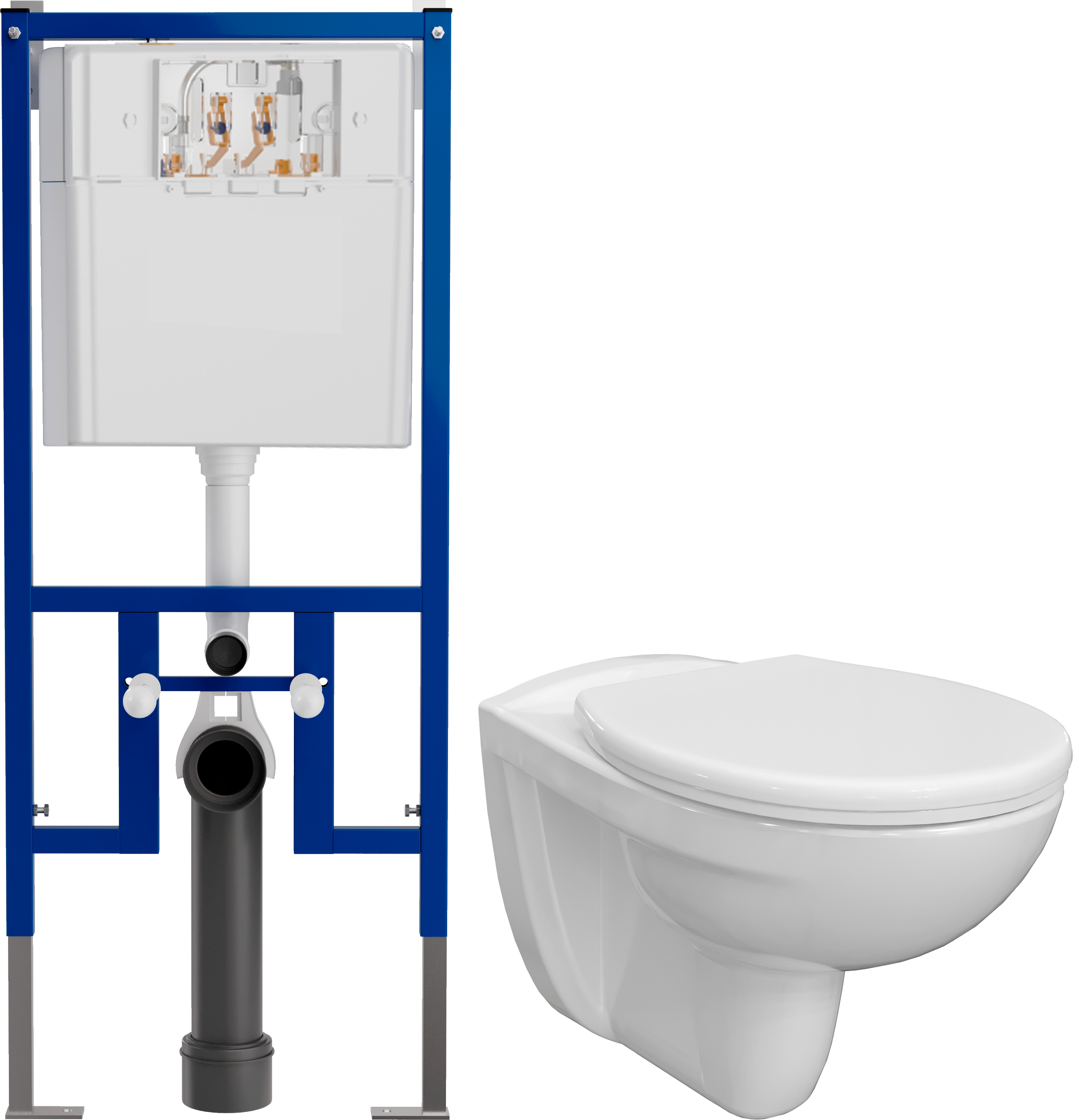 Комплект  Унитаз подвесной DIWO Анапа безободковый, с крышкой-сиденьем 800-003-709 микролифт + Система инсталляции для унитазов DIWO 4501