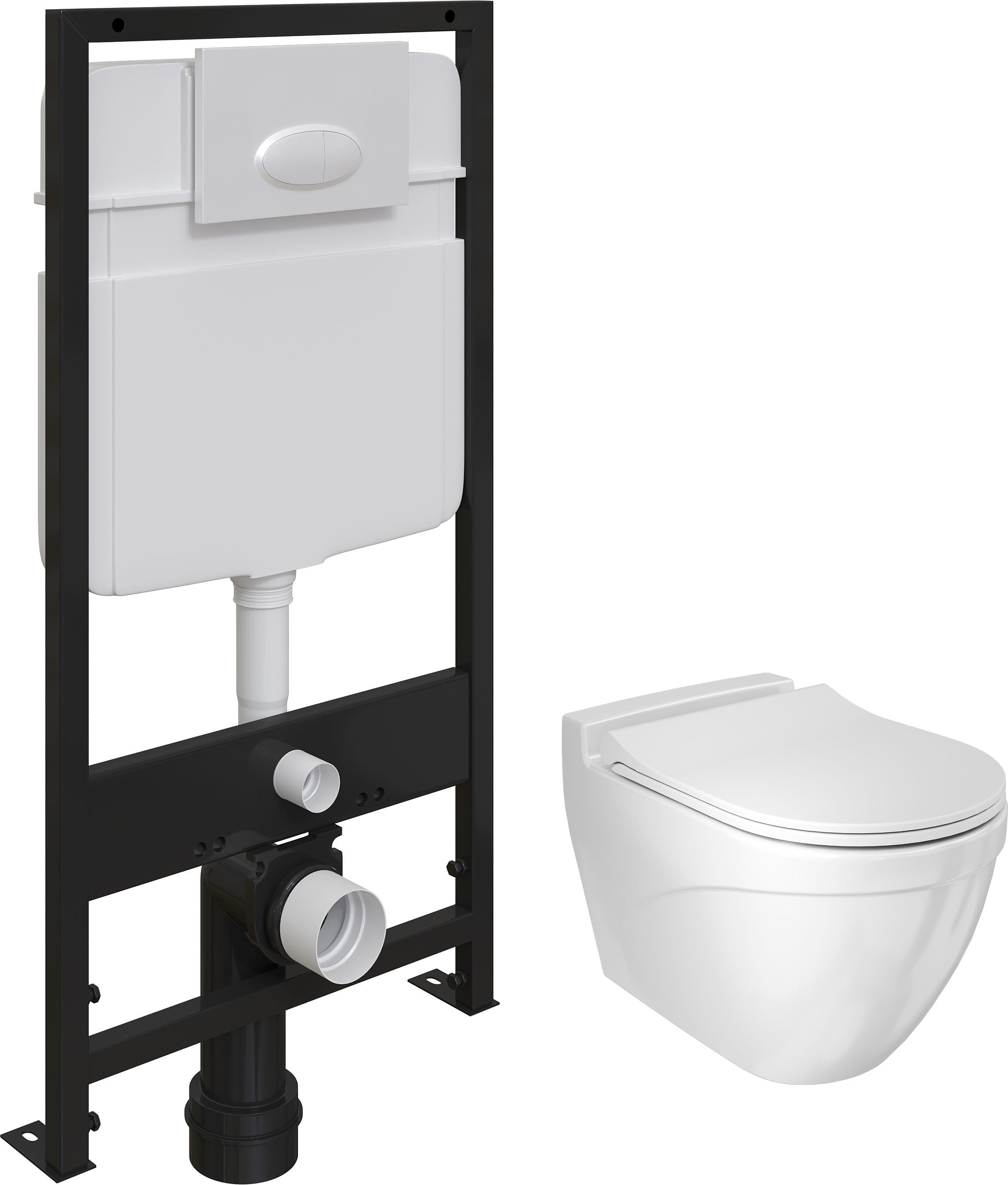 Комплект Унитаз подвесной BOCCHI Taormina Arch 1012-001-0129 белый, с крышкой A0336-001 с микролифтом + Система инсталляции для унитазов EWRIKA ProLT 0026-2020 с кнопкой смыва 0052 белой матовой