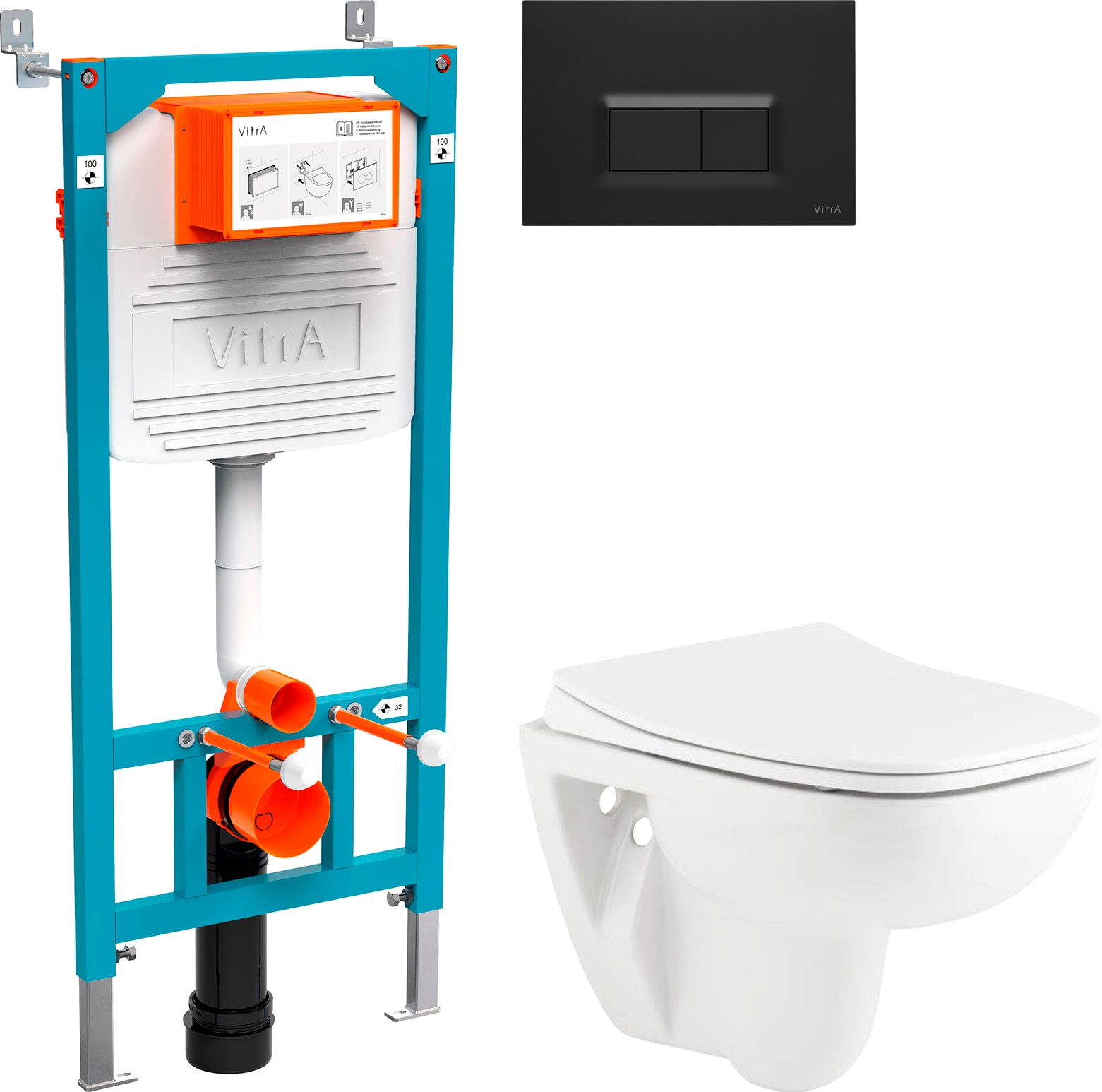 Комплект  Унитаз подвесной Seramiksan Petite A101002H + Система инсталляции для унитазов VitrA 800-2014 с кнопкой смыва, черная