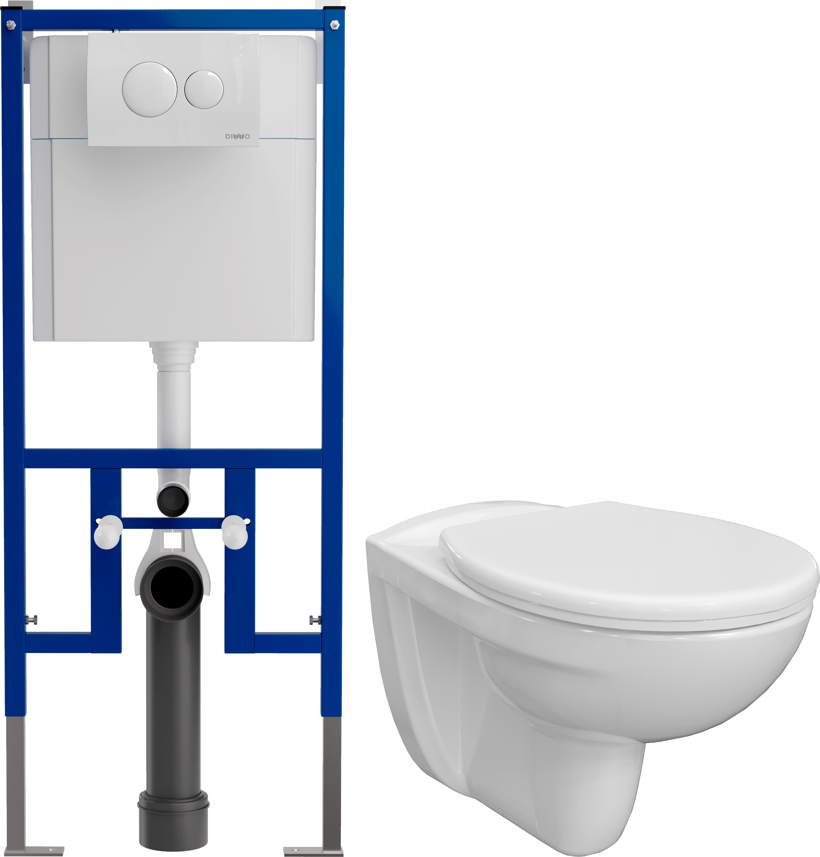 Комплект Унитаз подвесной DIWO Анапа  + Инсталляция 4501 + Кнопка 7310 белая