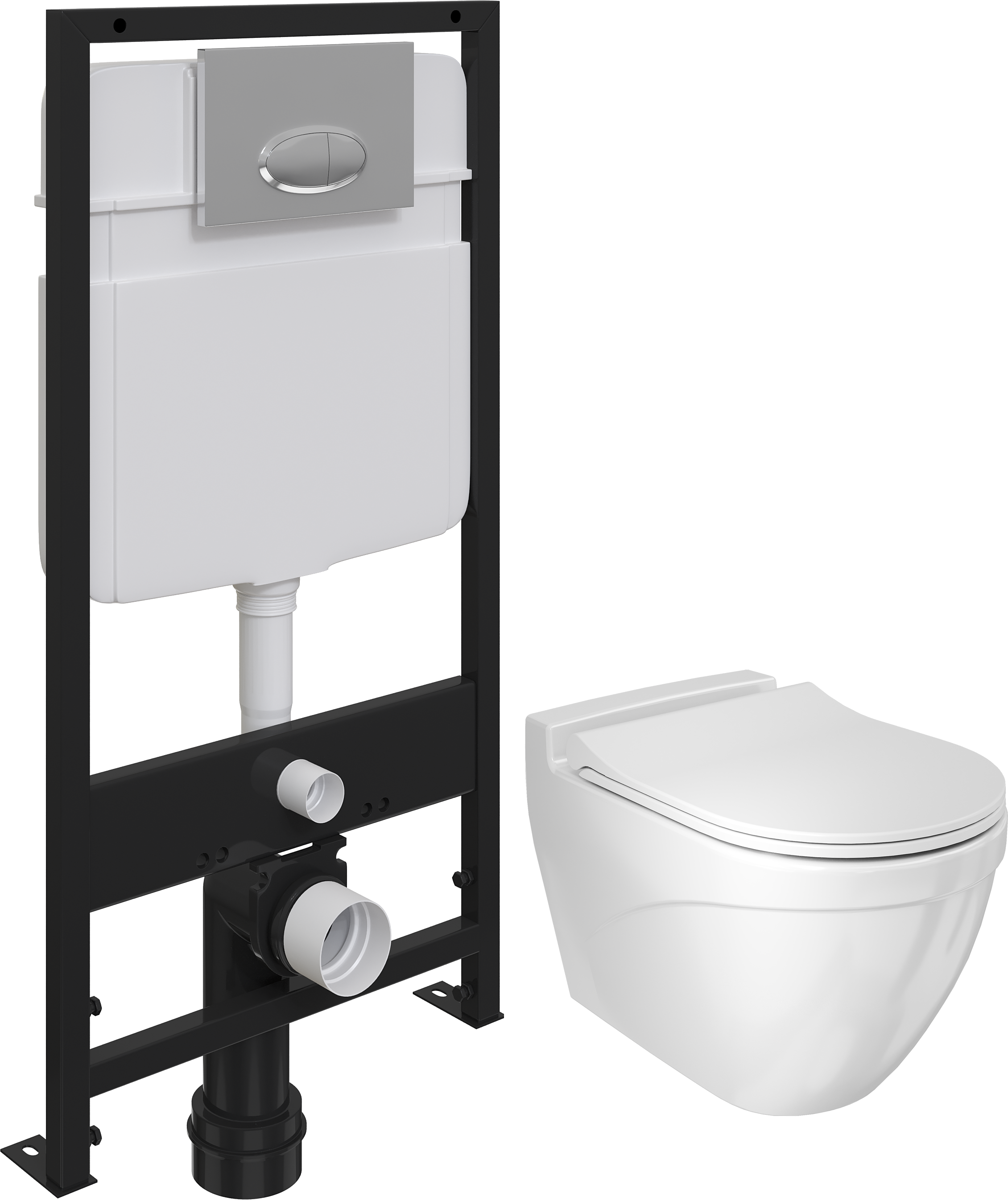 Комплект Унитаз подвесной BOCCHI Taormina Arch 1012-001-0129 белый, с крышкой A0336-001 с микролифтом + Система инсталляции для унитазов EWRIKA ProLT 0026-2020 с кнопкой смыва 0051 хром