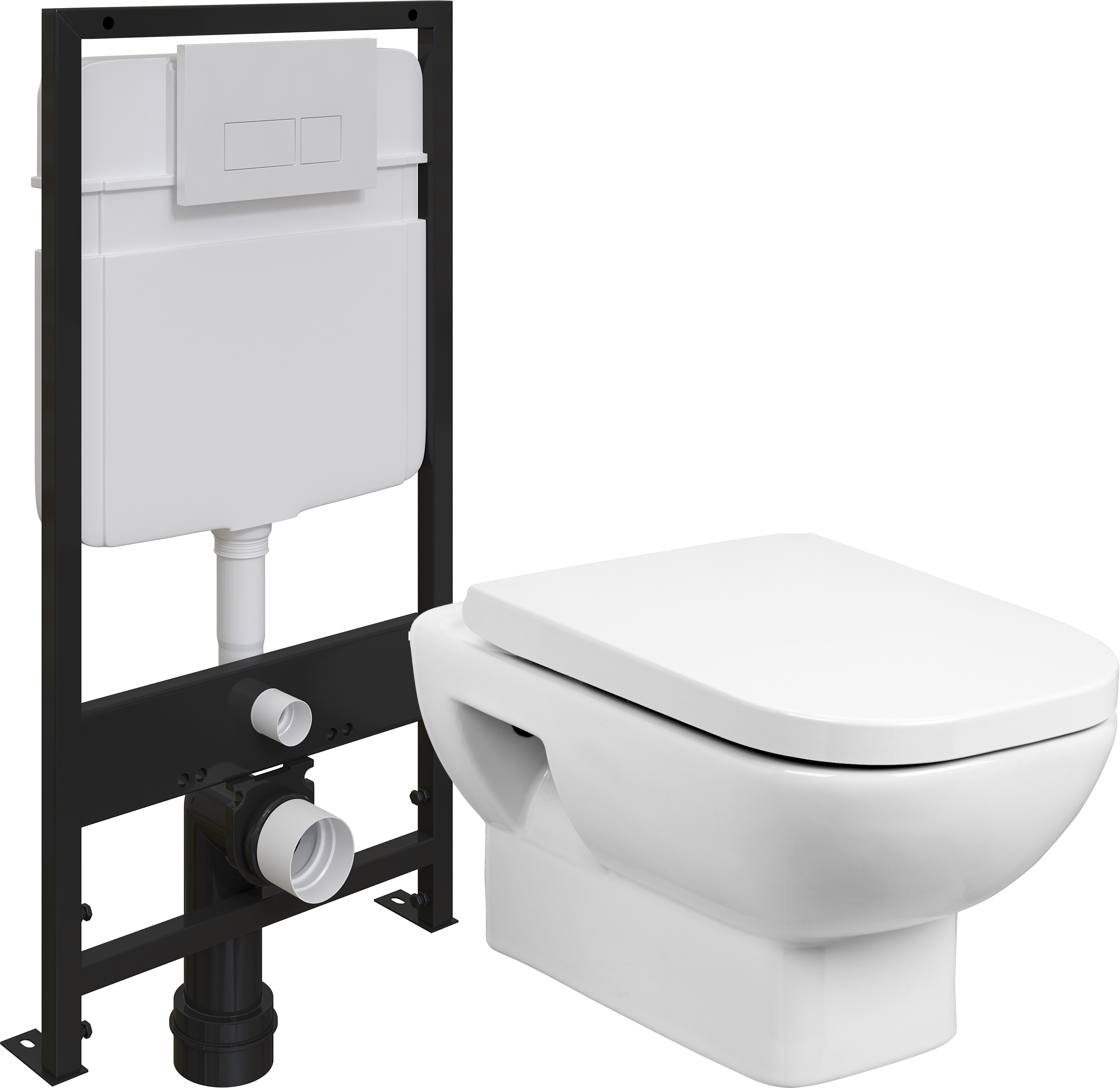 Комплект Унитаз подвесной Wanfald Norden 40302100005 белый + Инсталляция EWRIKA ProLT 0026-2020 + Кнопка 0042 белая