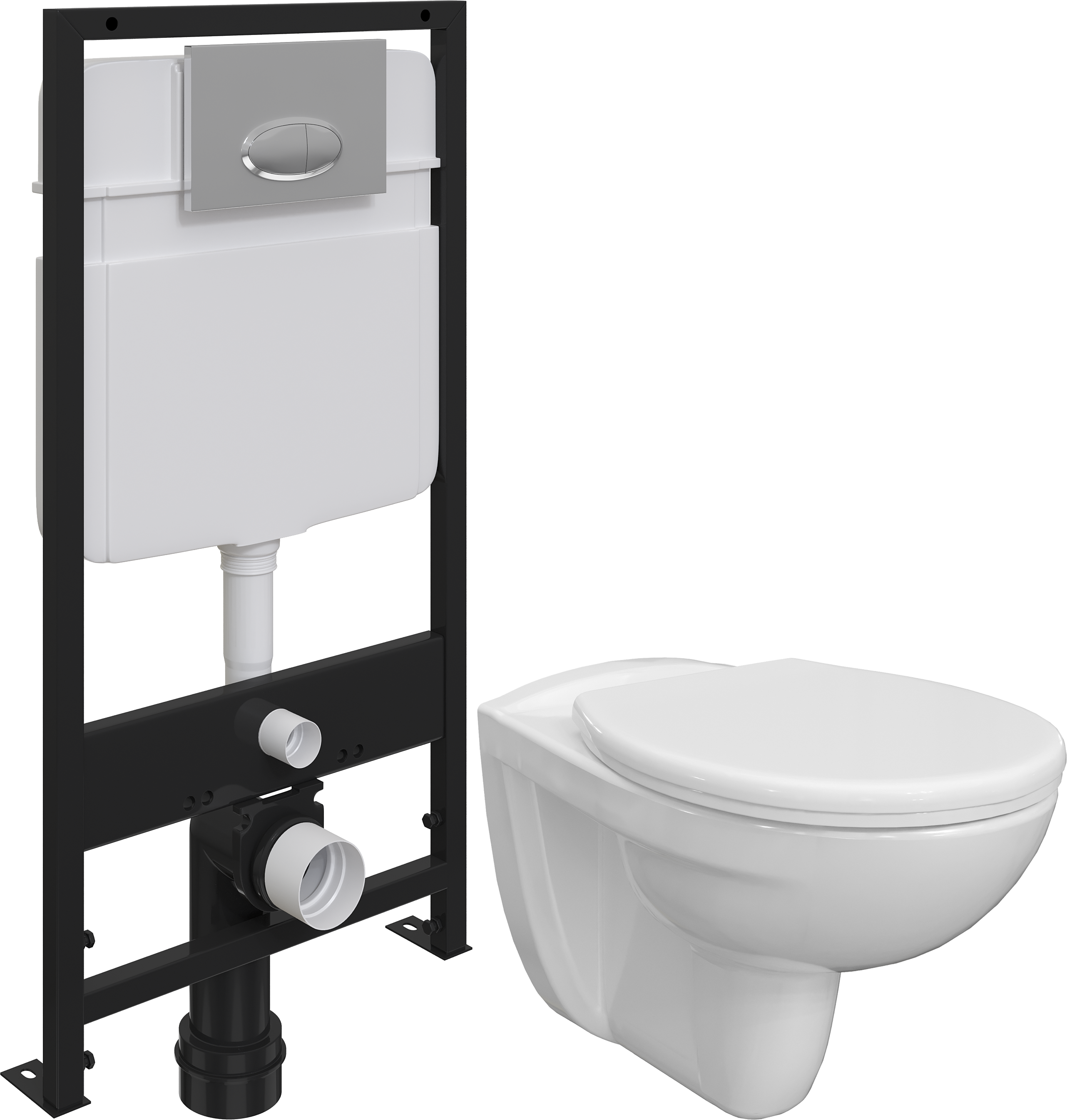 Комплект Унитаз подвесной DIWO Анапа безободковый с крышкой-сиденьем + Система инсталляции EWRIKA ProLT 0026-2020 с кнопкой смыва 0051 хром