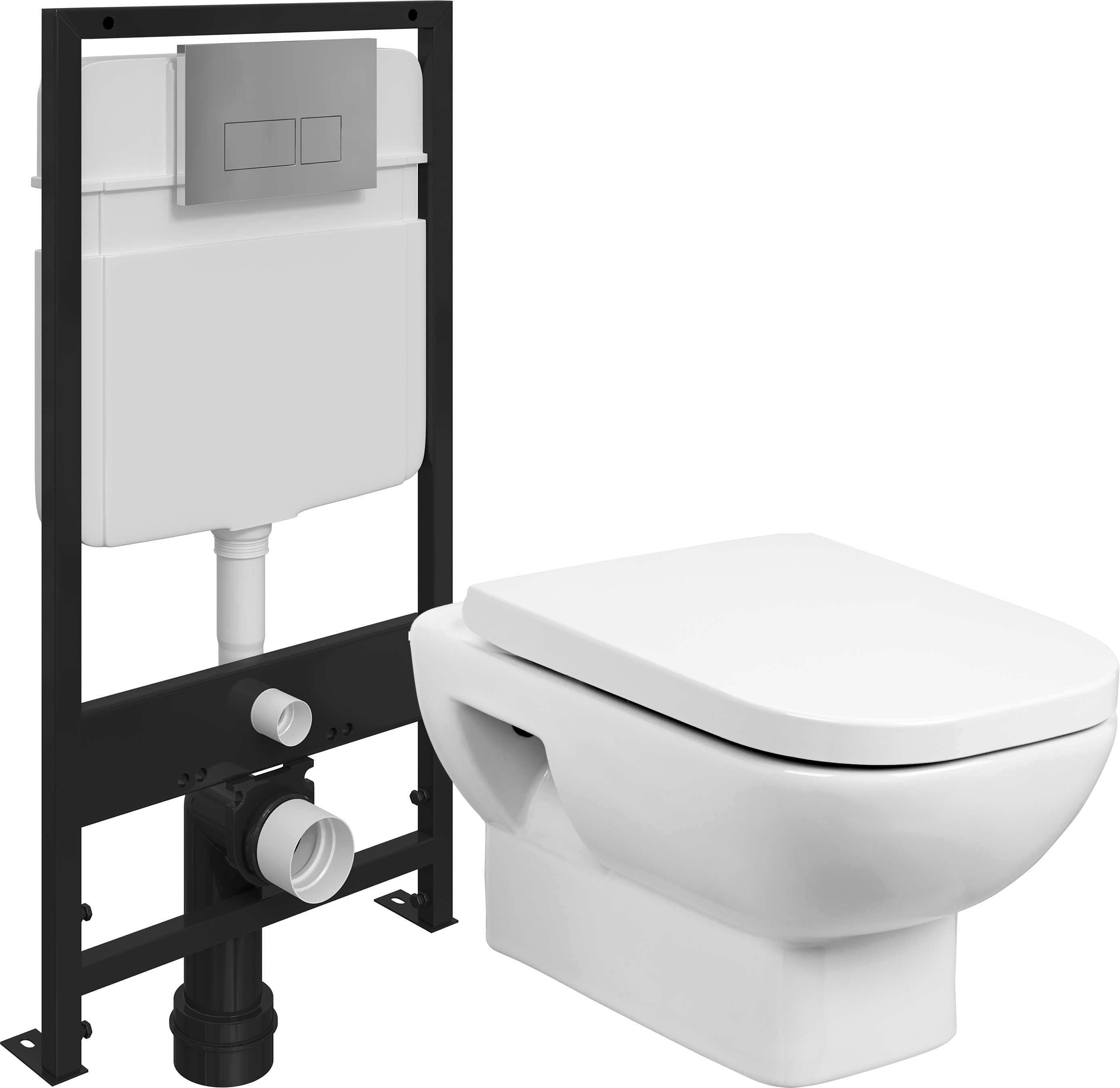 Комплект Унитаз подвесной Wanfald Norden 40302100005 белый + Инсталляция EWRIKA ProLT 0026-2020 + Кнопка 0041 хром