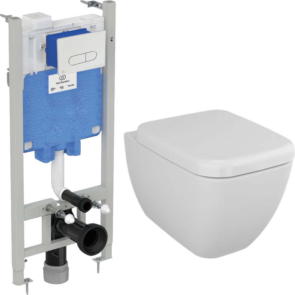 Комплект Унитаз подвесной VitrA Shift 7742B003-0075 + Система инсталляции для унитазов Ideal Standard ProSys Eco Frame 2.0 с кнопкой смыва