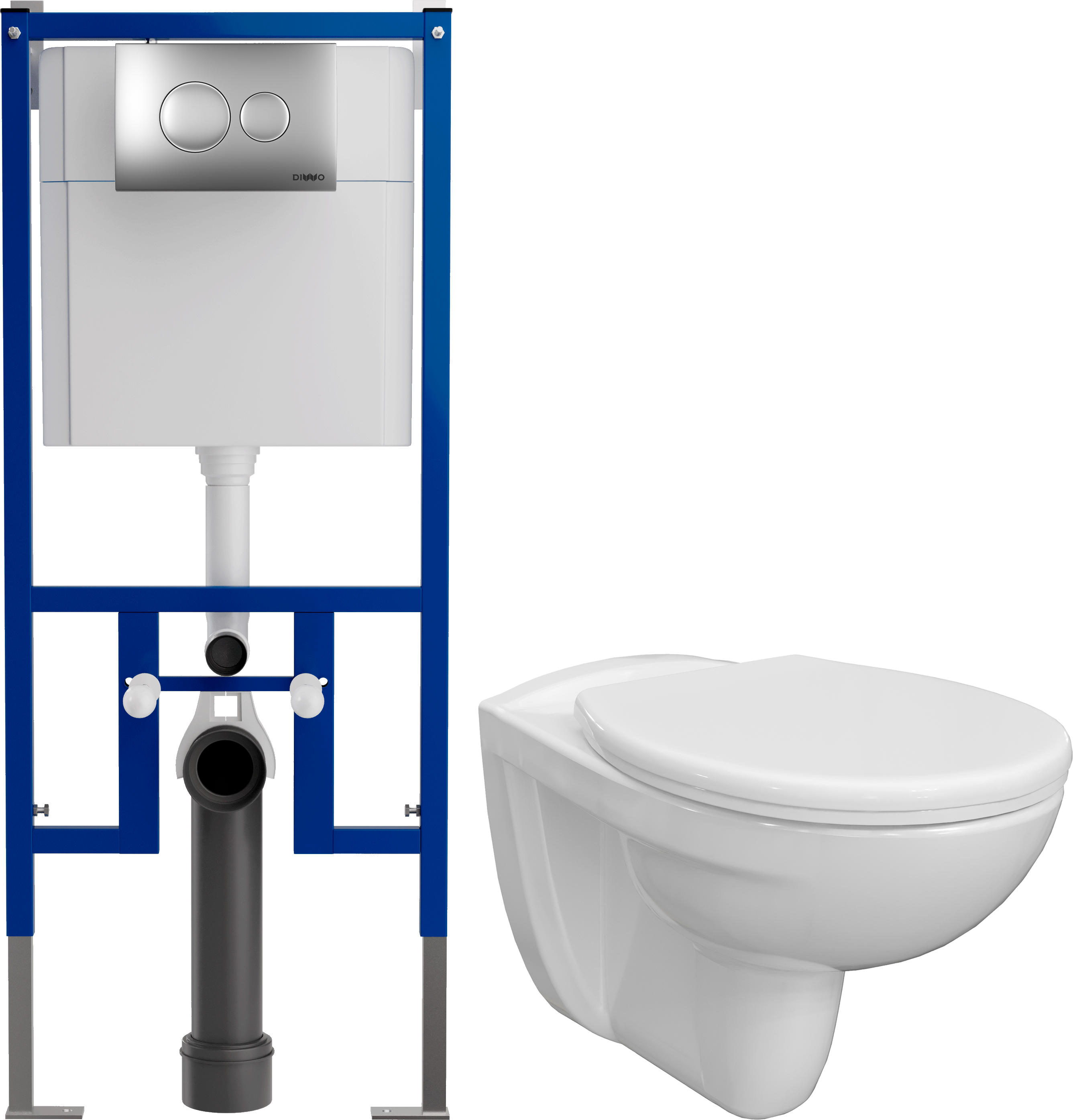 Комплект Унитаз подвесной DIWO Анапа  + Инсталляция 4501 + Кнопка 7311 хром матовый