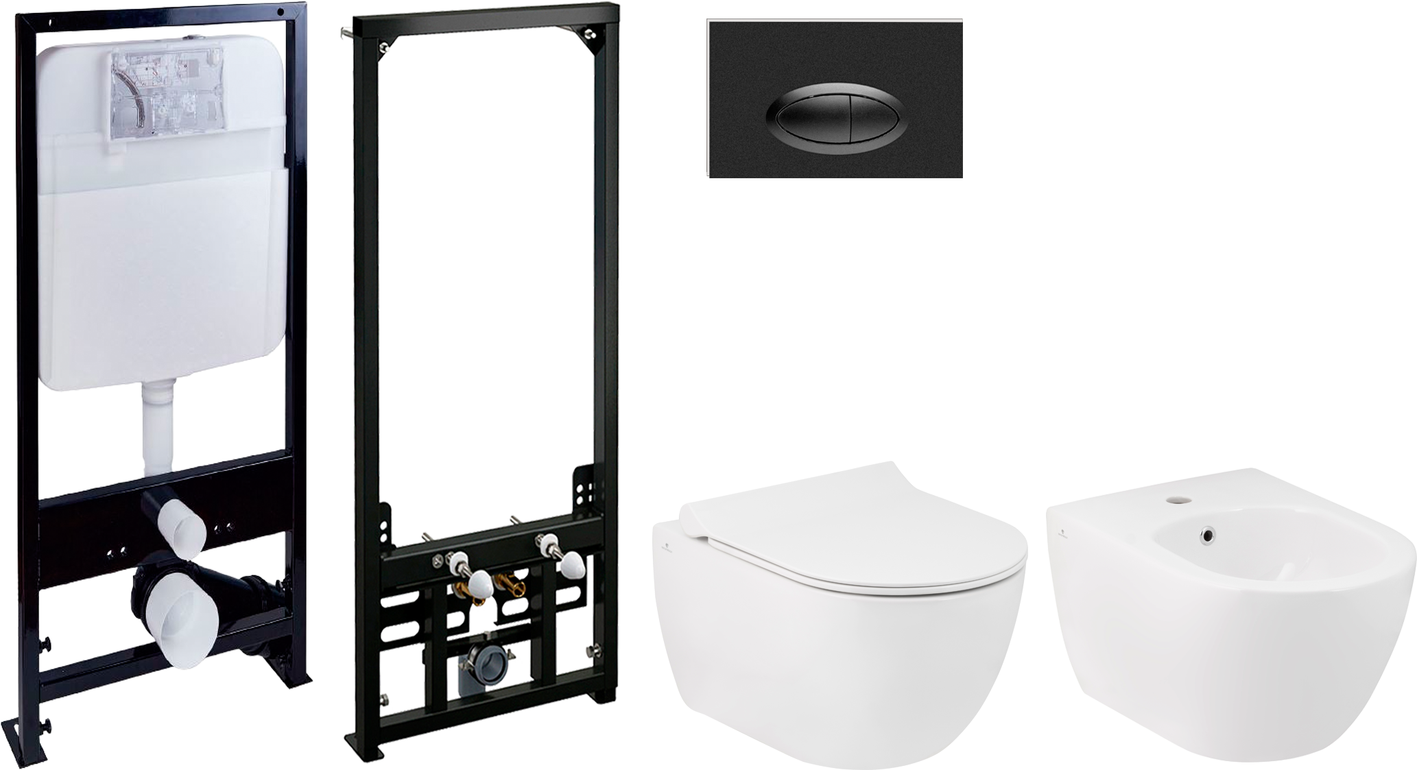 Комплект  Чаша для унитаза подвесного Seramiksan Hill A031161H безободковая + A030011 + 0026 + 0054 + A037021H + A105/1120