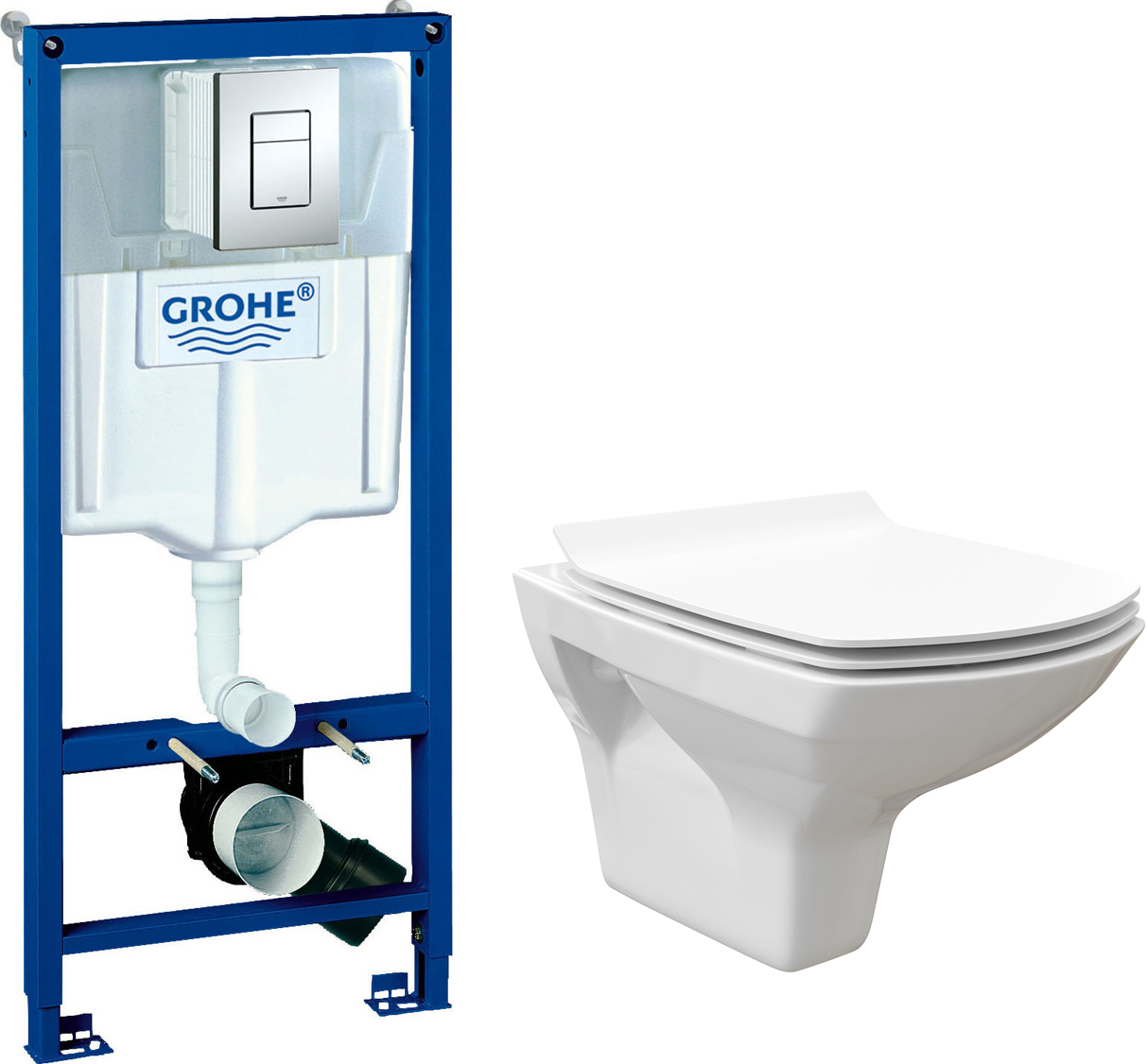 Комплект  Унитаз подвесной STWORKI Стокгольм Clean On DPL EO slim 63428 безободковый + Система инсталляции для унитазов Grohe Rapid SL 38772001 3 в 1