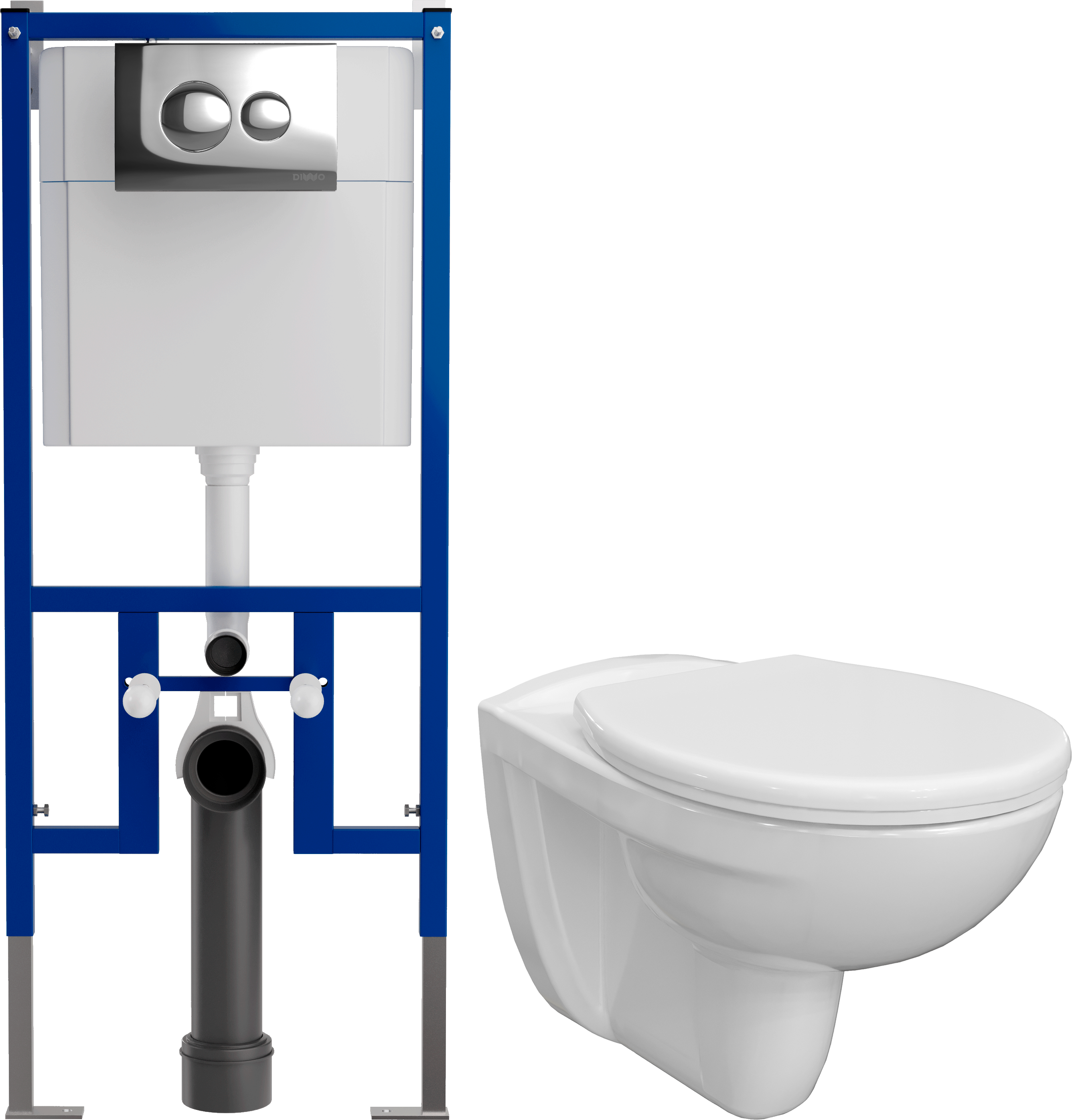 Комплект Унитаз подвесной DIWO Анапа  + Инсталляция 4501 + Кнопка 7312 хром