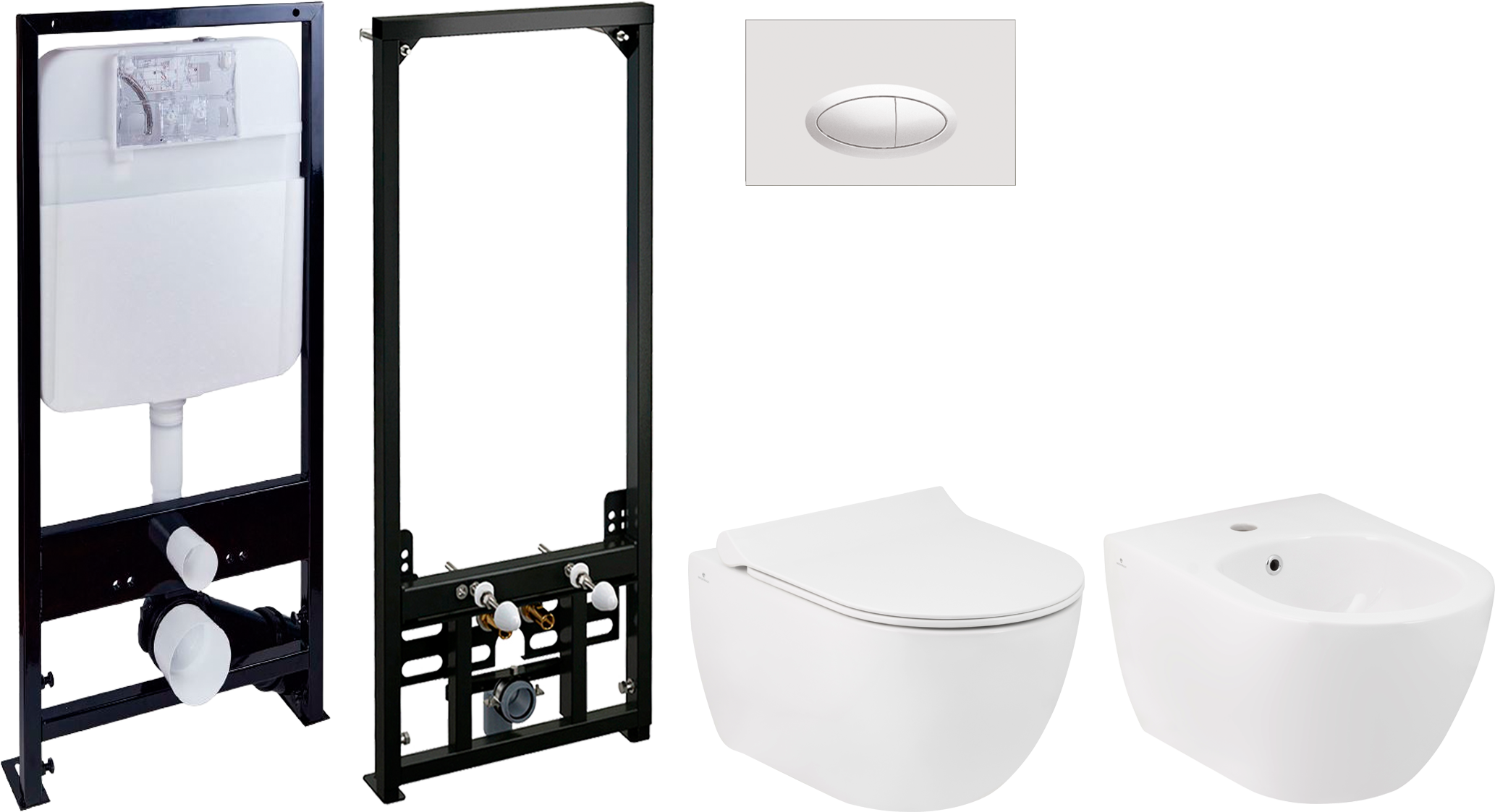 Комплект  Чаша для унитаза подвесного Seramiksan Hill A031161H безободковая + A030011 + 0026 + 0052 + A037021H + A105/1120