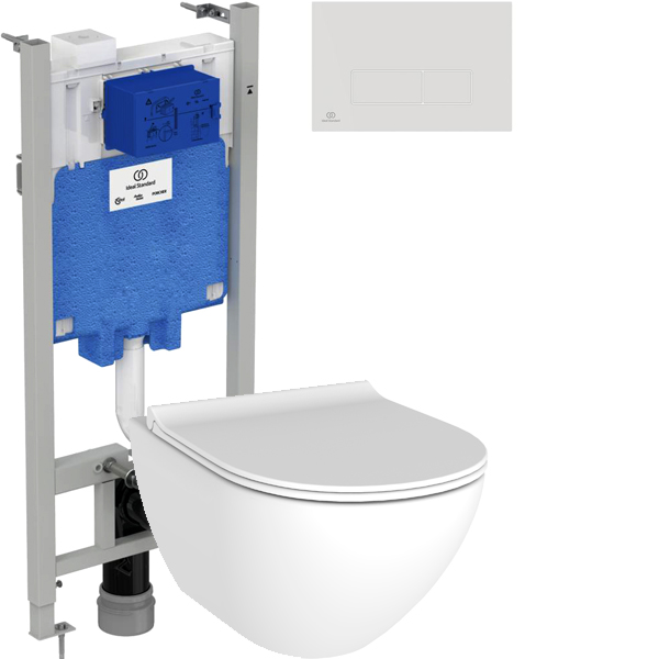 Комплект  Унитаз подвесной STWORKI Merlingen HWH55 безободковый + Система инсталляции для унитазов Ideal Standard ProSys Eco Frame 2.0 R046367 + Кнопк