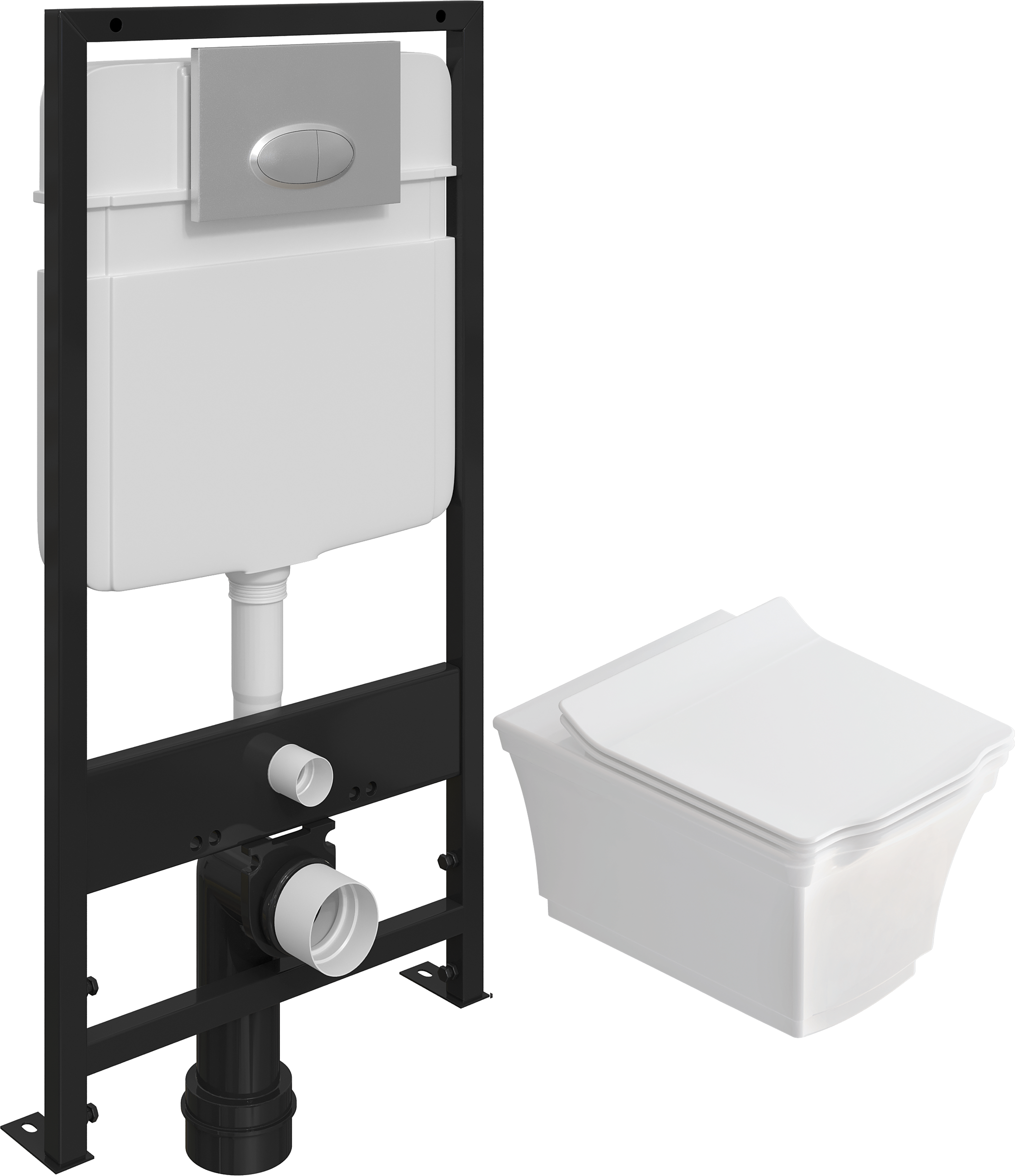 Комплект 3 в 1 Унитаз подвесной STWORKI Хадстен SETK3304-0616-001-1-6000 + Инсталляция EWRIKA ProLT 0026-2020 + Кнопка 0050 цвет матовый хром