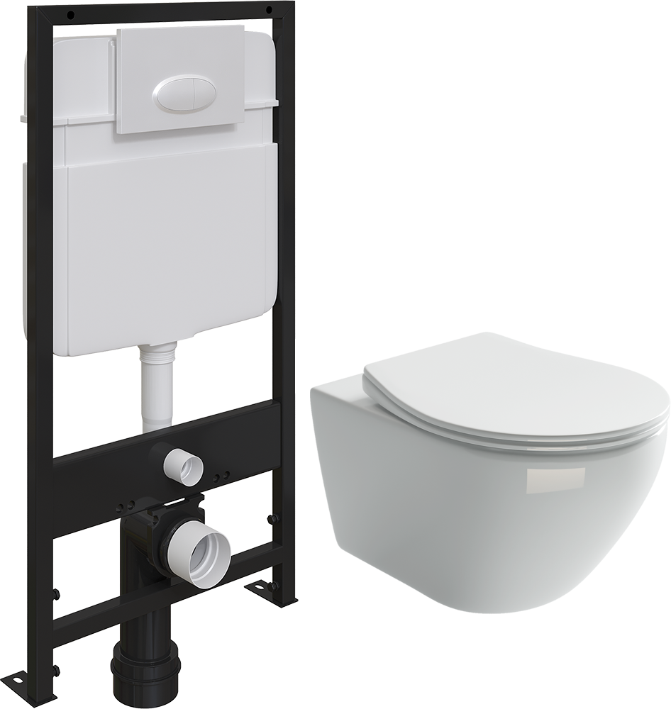 Комплект Унитаз подвесной Ceramica Nova Pearl CN8001 с микролифтом + Система инсталляции для унитазов EWRIKA ProLT 0026-2020 + Кнопка смыва EWRIKA 0052 белая