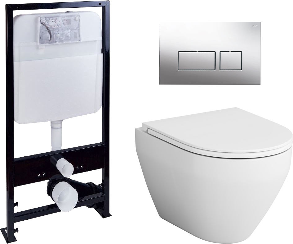 Комплект  Унитаз подвесной AM.PM Spirit V2.0 FlashClean с микролифтом + Система инсталляции EWRIKA ProLT 0026-2020 + Кнопка смыва EWRIKA 0041 хром
