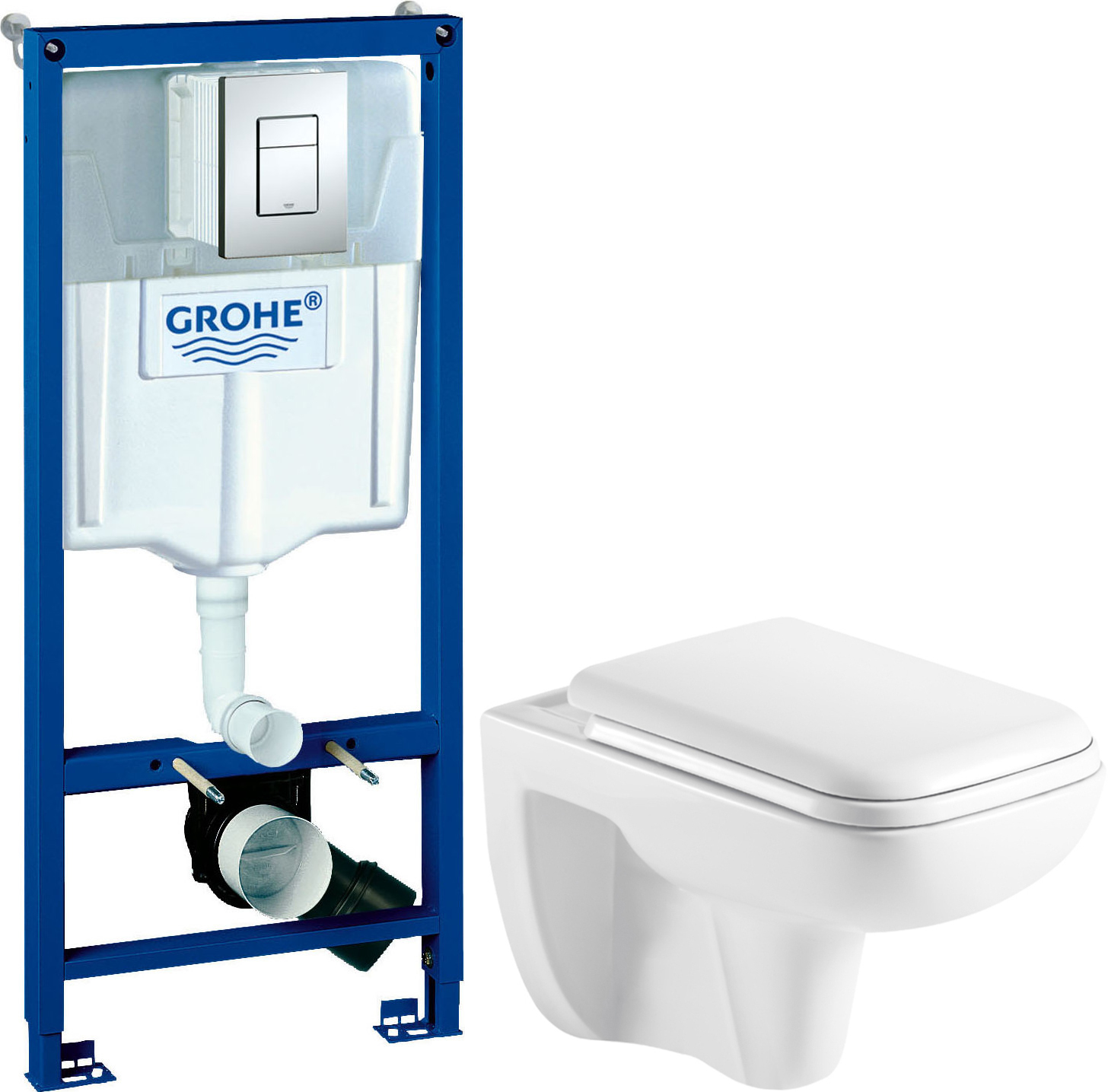 Комплект  Унитаз подвесной STWORKI Карлстад KS-01UP с микролифтом + Система инсталляции для унитазов Grohe Rapid SL 38772001 3 в 1 с кнопкой смыва