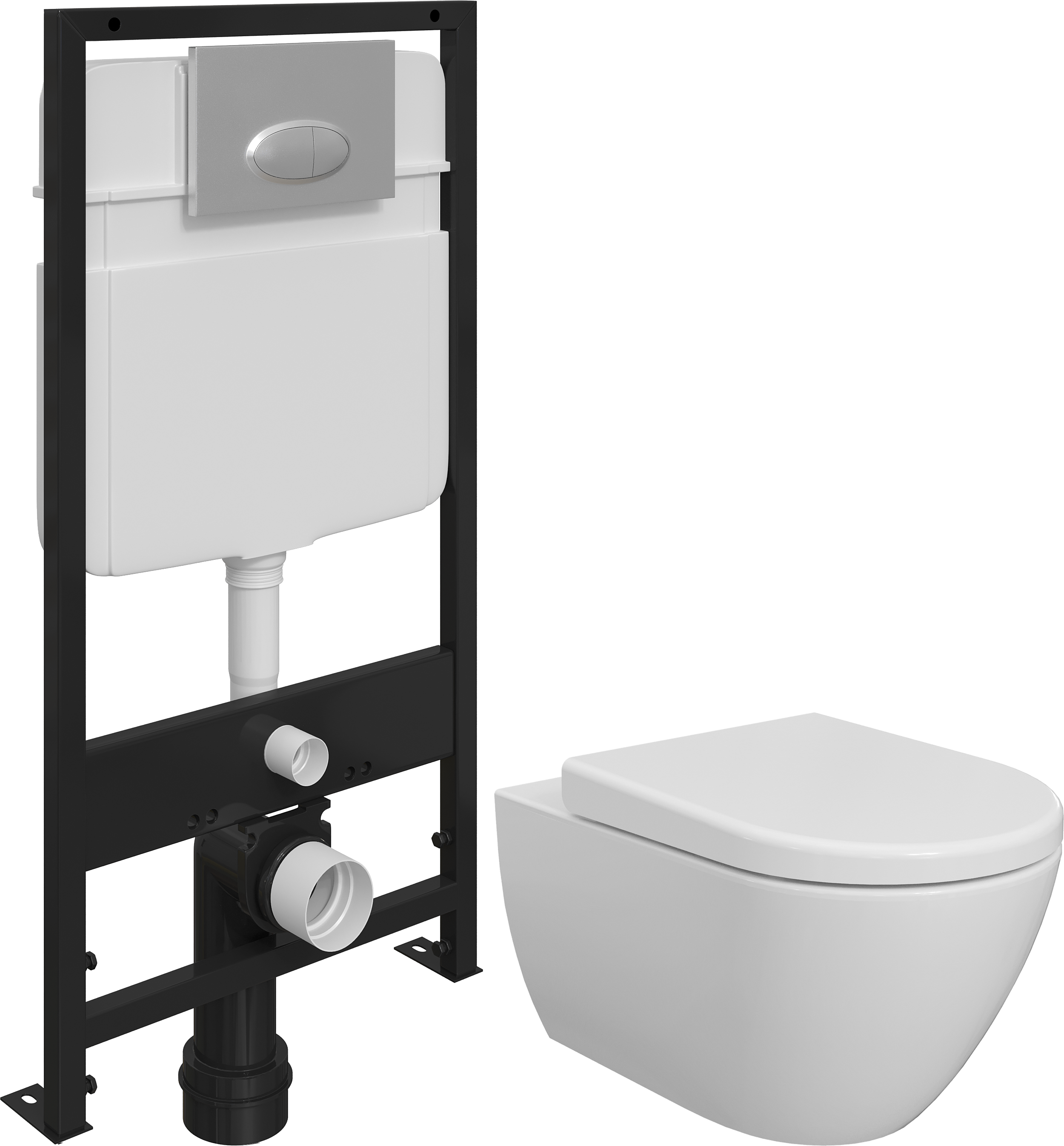 Комплект Унитаз подвесной BOCCHI Venezia 1295-001-0129 белый, с крышкой A0302-001 с микролифтом + Система инсталляции для унитазов EWRIKA ProLT 0026-2020 с кнопкой смыва 0050 хром матовый