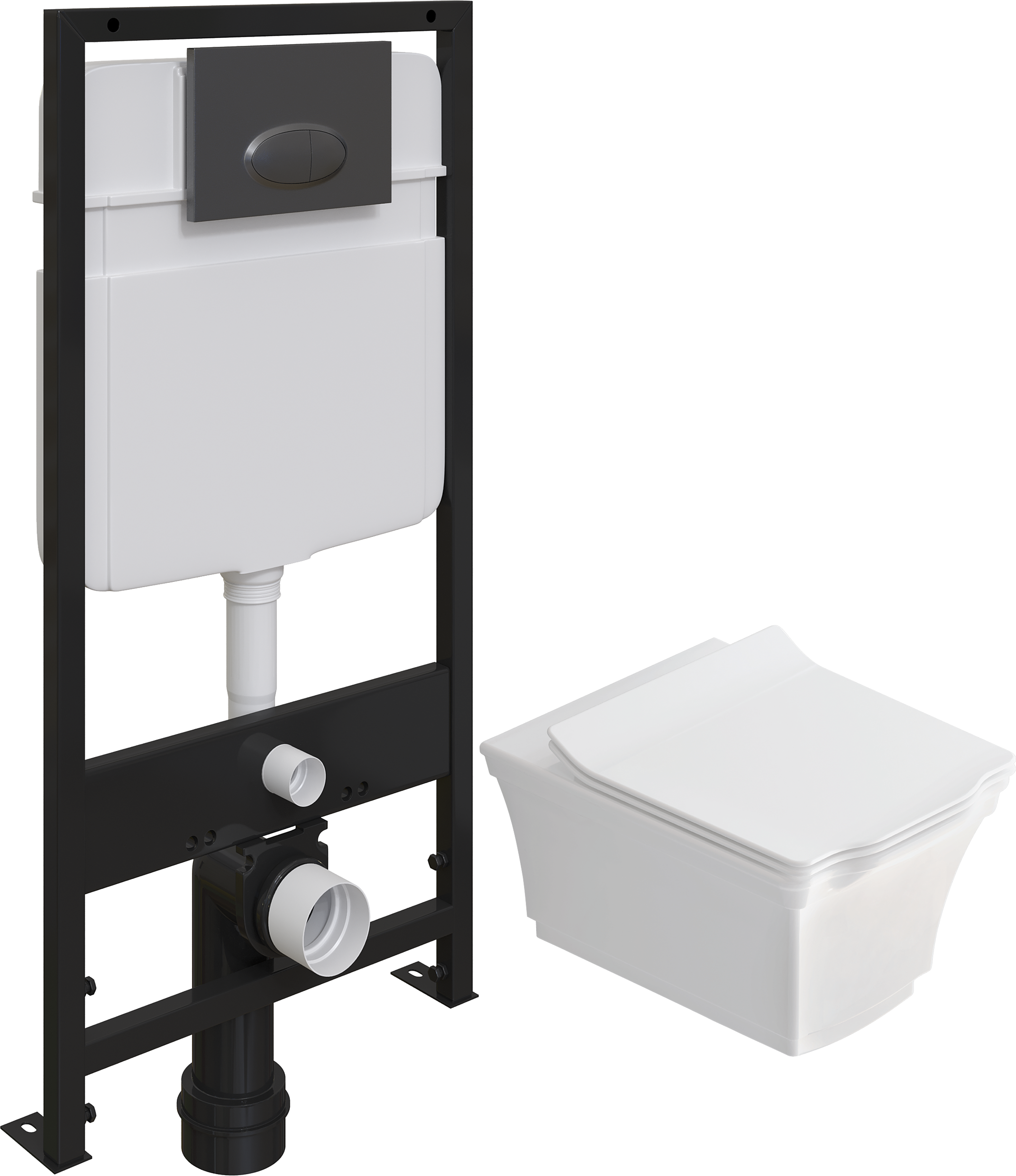 Комплект 3 в 1 Унитаз подвесной STWORKI Хадстен SETK3304-0616-001-1-6000 + Инсталляция EWRIKA ProLT 0026-2020 + Кнопка 0054 цвет матовый черный