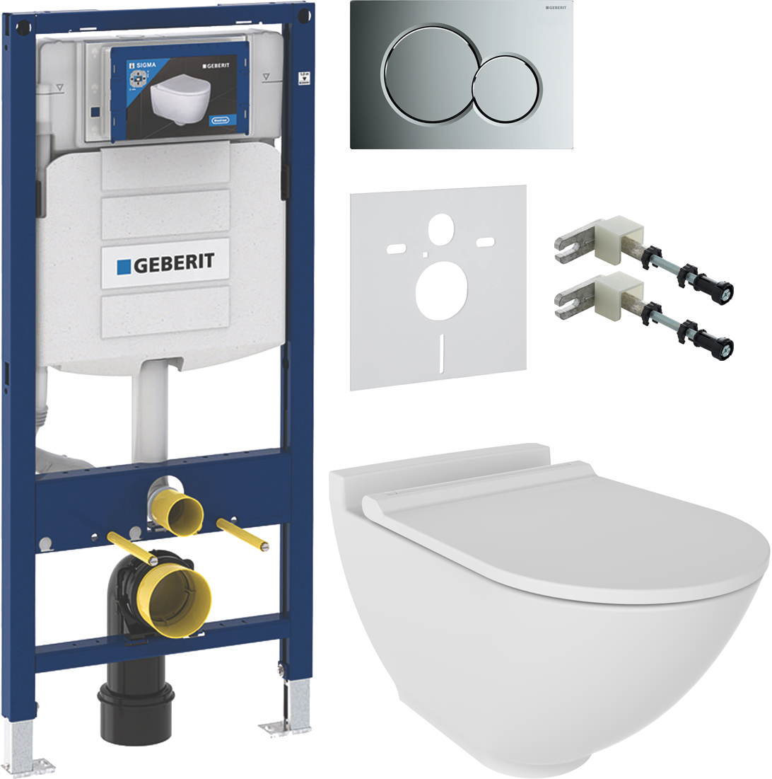 Комплект  Унитаз подвесной STWORKI Rotenburg WH52 безободковый+ Система инсталляции для унитазов Geberit Duofix UP 320 111.300.00.5 + 115.770.21.5