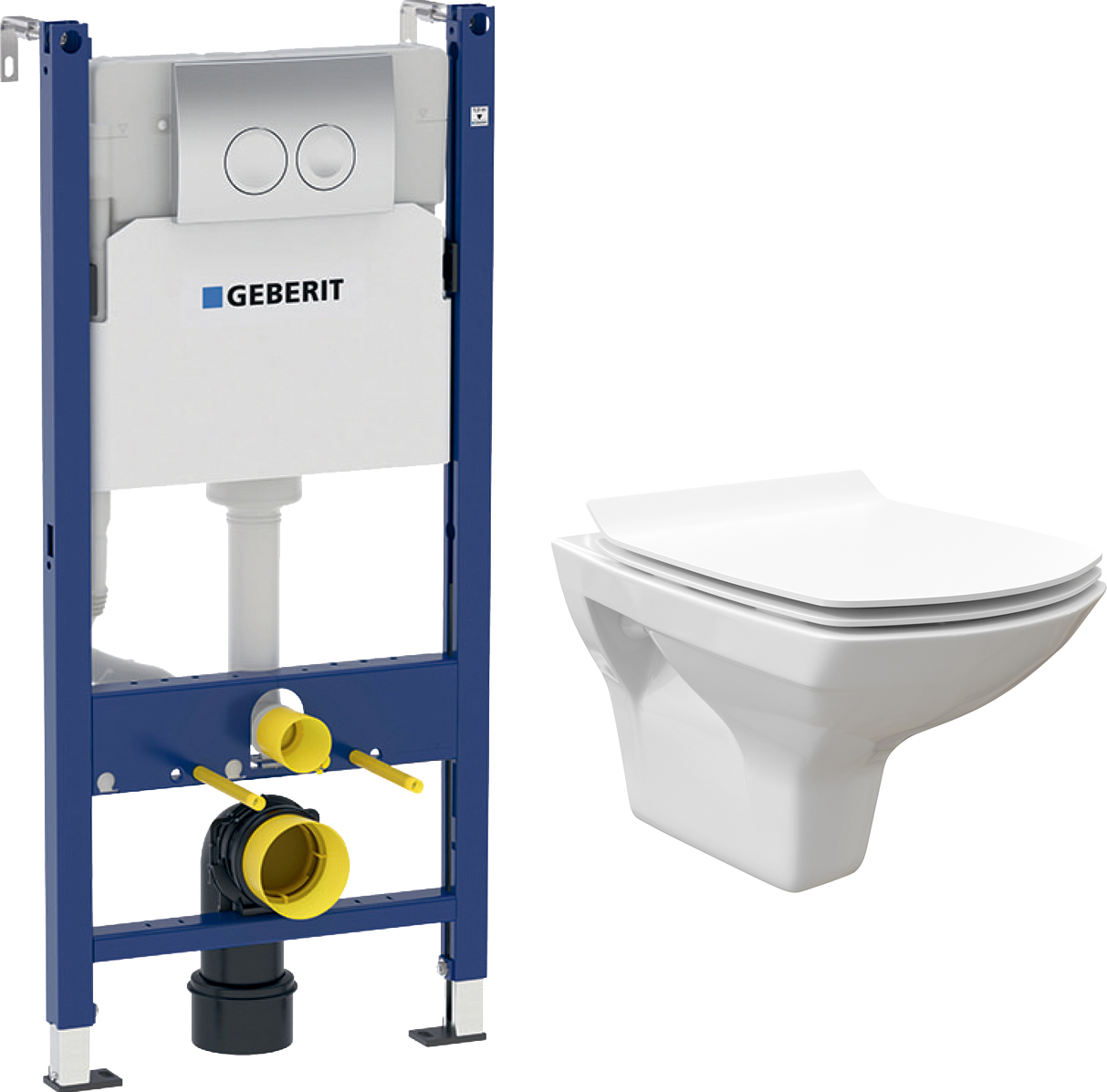 Комплект Унитаз подвесной STWORKI Стокгольм Стокгольм Clean On DPL EO slim 63428 + Инсталляция Geberit Duofix Delta 458.124.21.1 3 в 1 с кнопкой смыва, хром