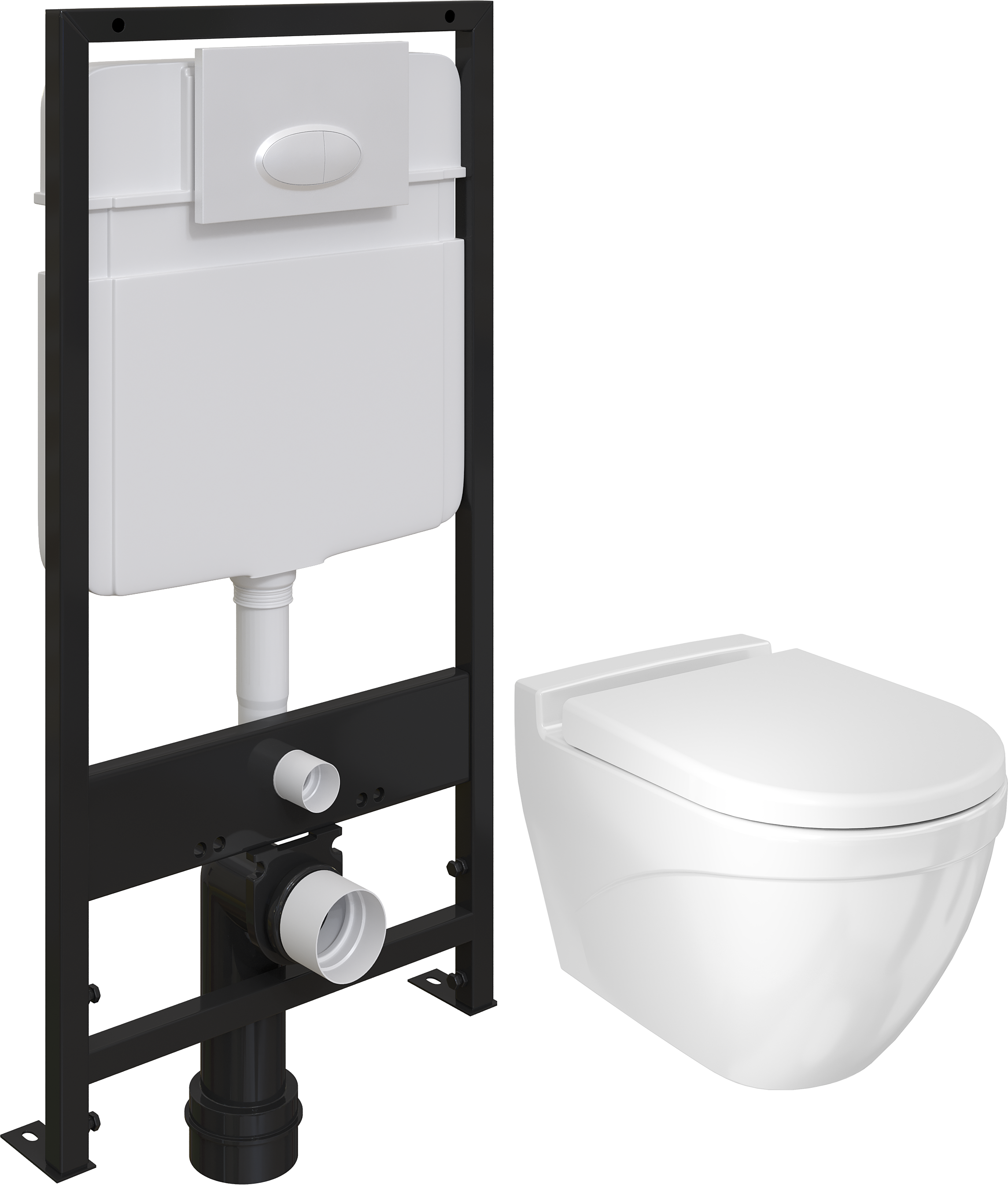 Комплект Унитаз подвесной BOCCHI Taormina Arch 1012-001-0129 белый, с крышкой A0302-001 с микролифтом + Система инсталляции для унитазов EWRIKA ProLT 0026-2020 с кнопкой смыва 0052 белой матовой