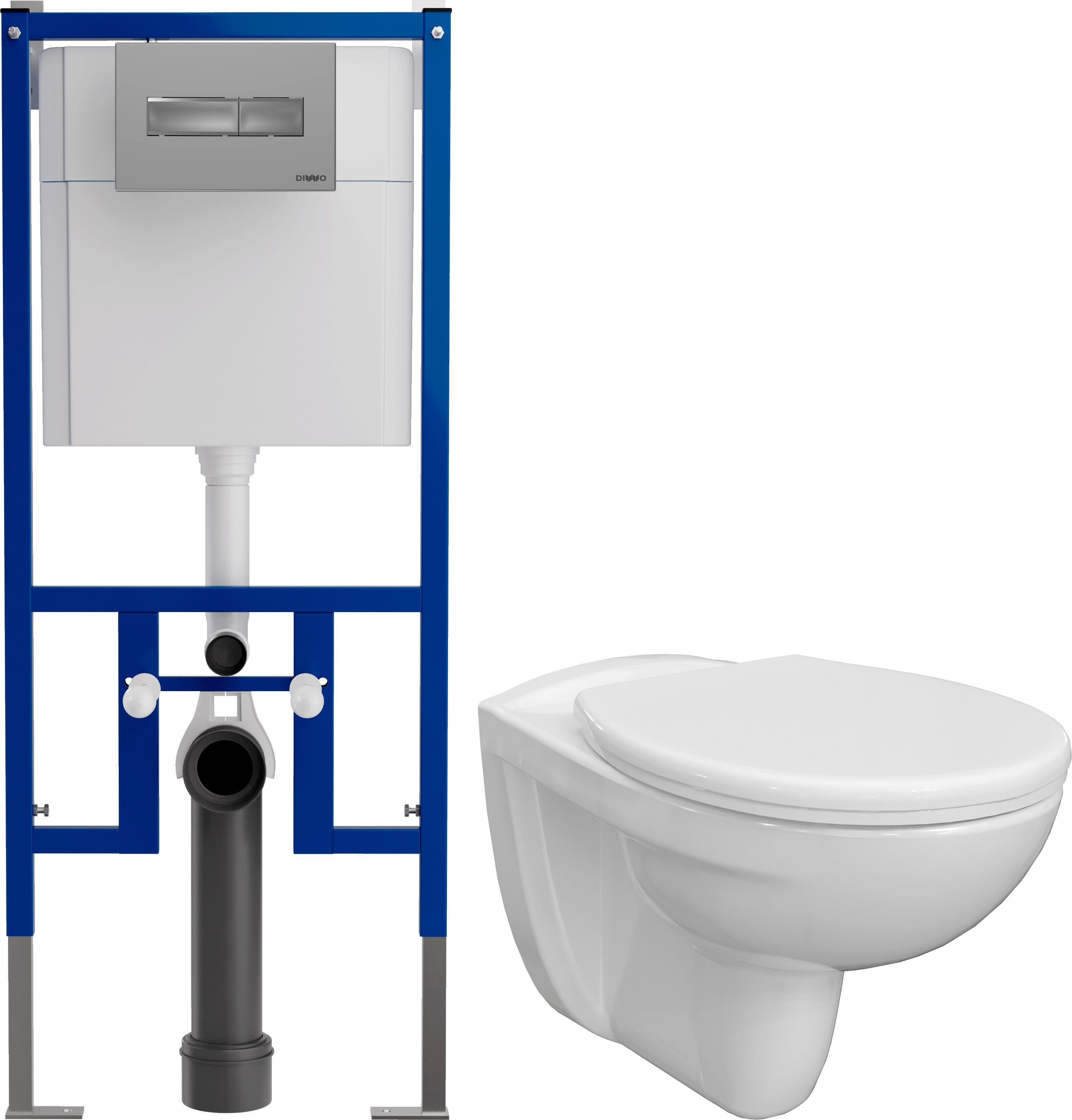 Комплект Унитаз подвесной DIWO Анапа  + Инсталляция 4501 + Кнопка 7321 хром матовый