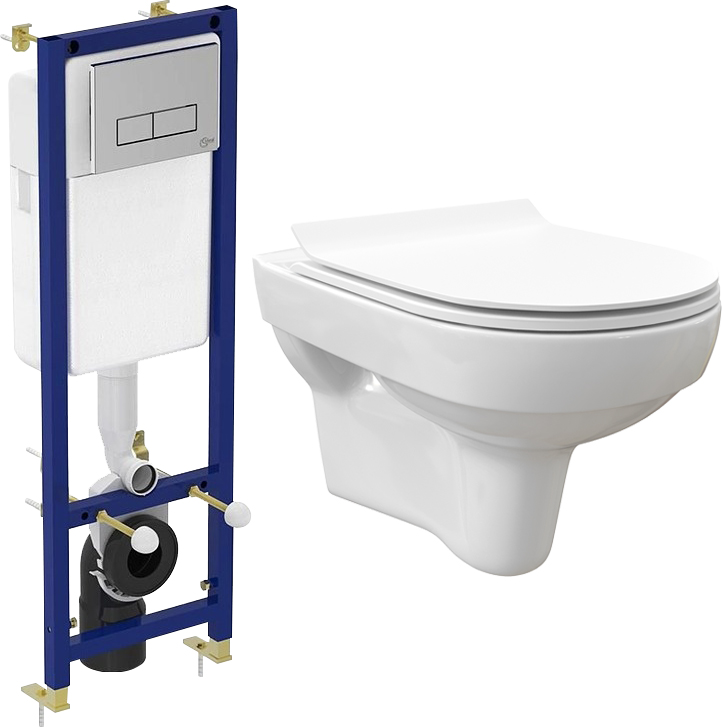 Комплект Унитаз подвесной STWORKI Хельсинки Clean On DPL EO slim безободковый + Система инсталляции для унитазов Ideal Standard W3710AA 4 в 1