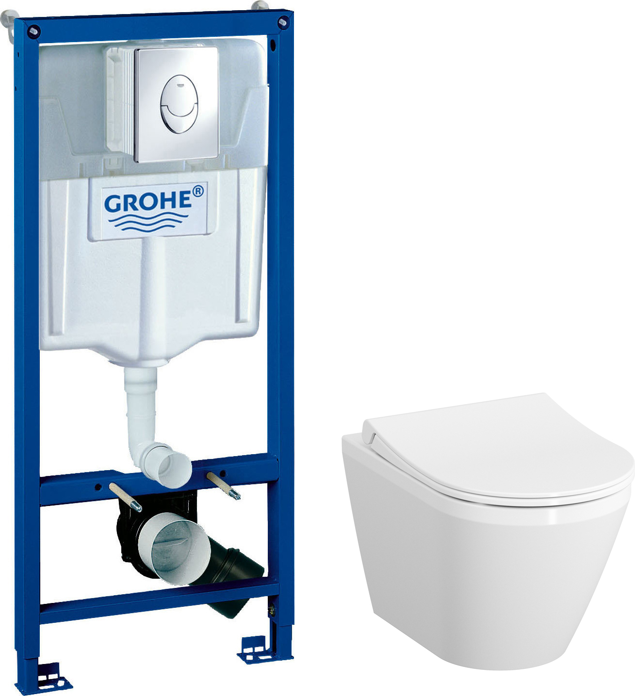 Комплект Унитаз подвесной VitrA Integra 7040B003-0075 + Крышка 110-003-019 + Инсталляция Grohe Rapid SL 38721001 3 в 1 с кнопкой смыва
