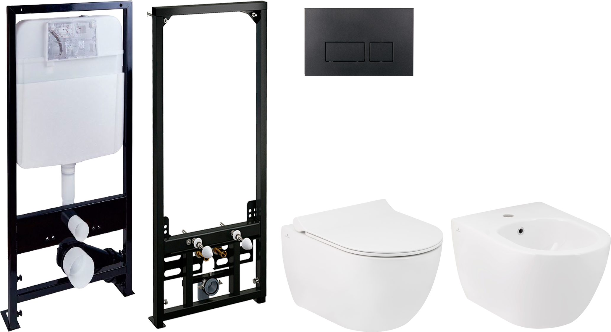 Комплект  Чаша для унитаза подвесного Seramiksan Hill A031161H безободковая + A030011 + 0026 + 0044 + A037021H + A105/1120