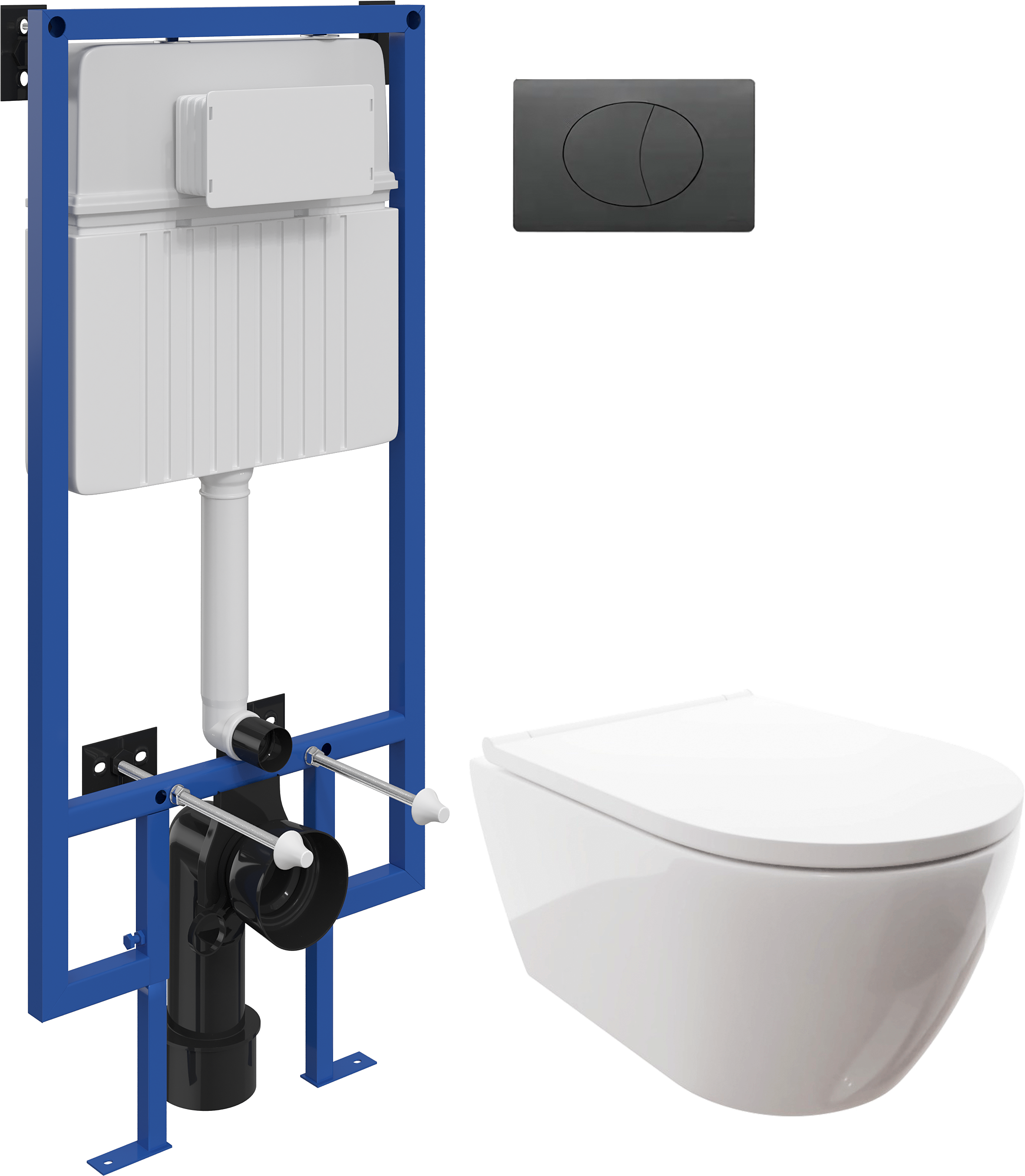 Комплект  Унитаз подвесной DIWO Коломна 0700 с микролифтом + Система инсталляции для унитазов STWORKI 510162 + Кнопка смыва STWORKI 230858 черный матовый