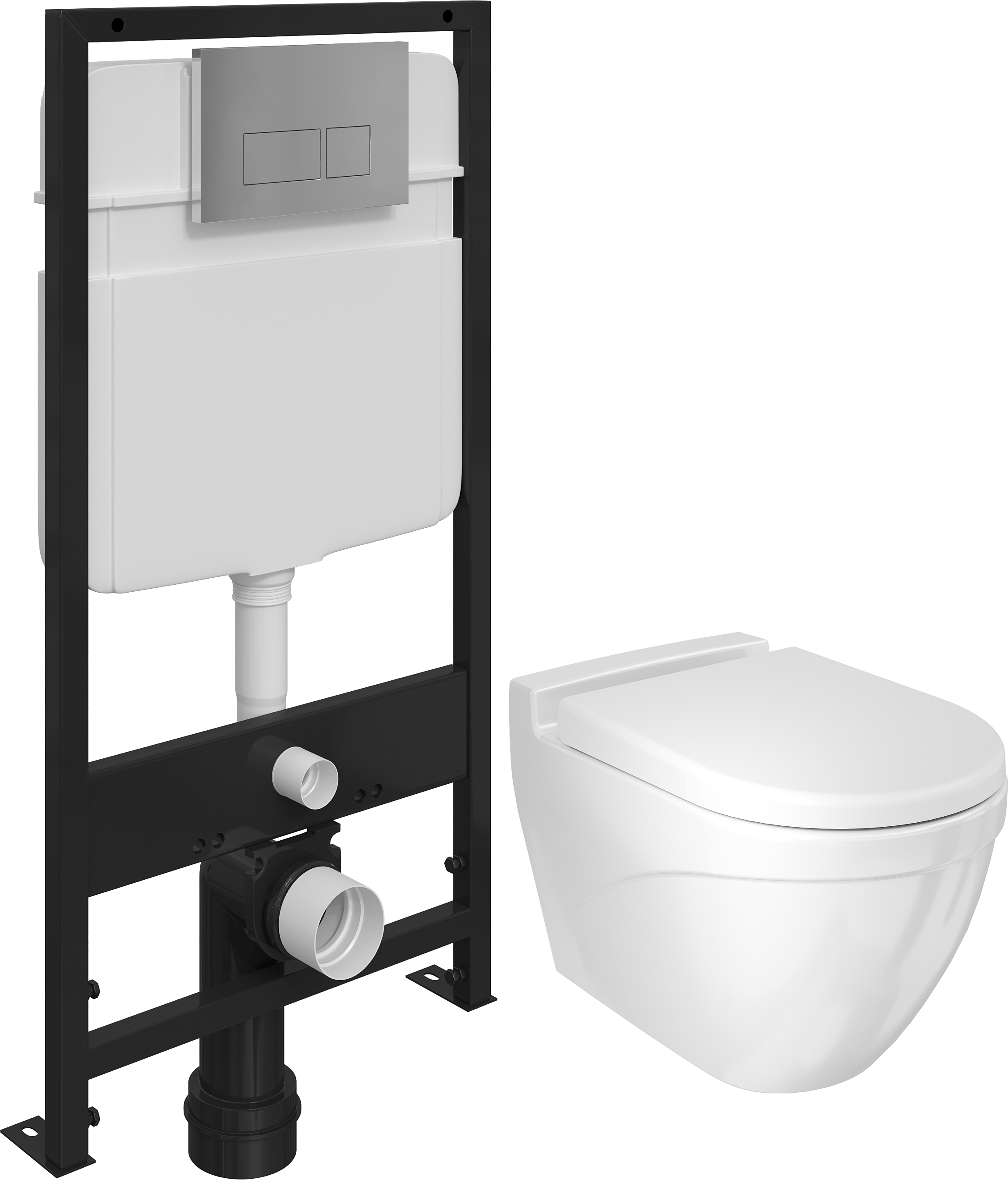 Комплект Унитаз подвесной BOCCHI Taormina Arch 1012-001-0129 белый, с крышкой A0302-001 с микролифтом + Система инсталляции для унитазов EWRIKA ProLT 0026-2020 с кнопкой смыва 0041 хром