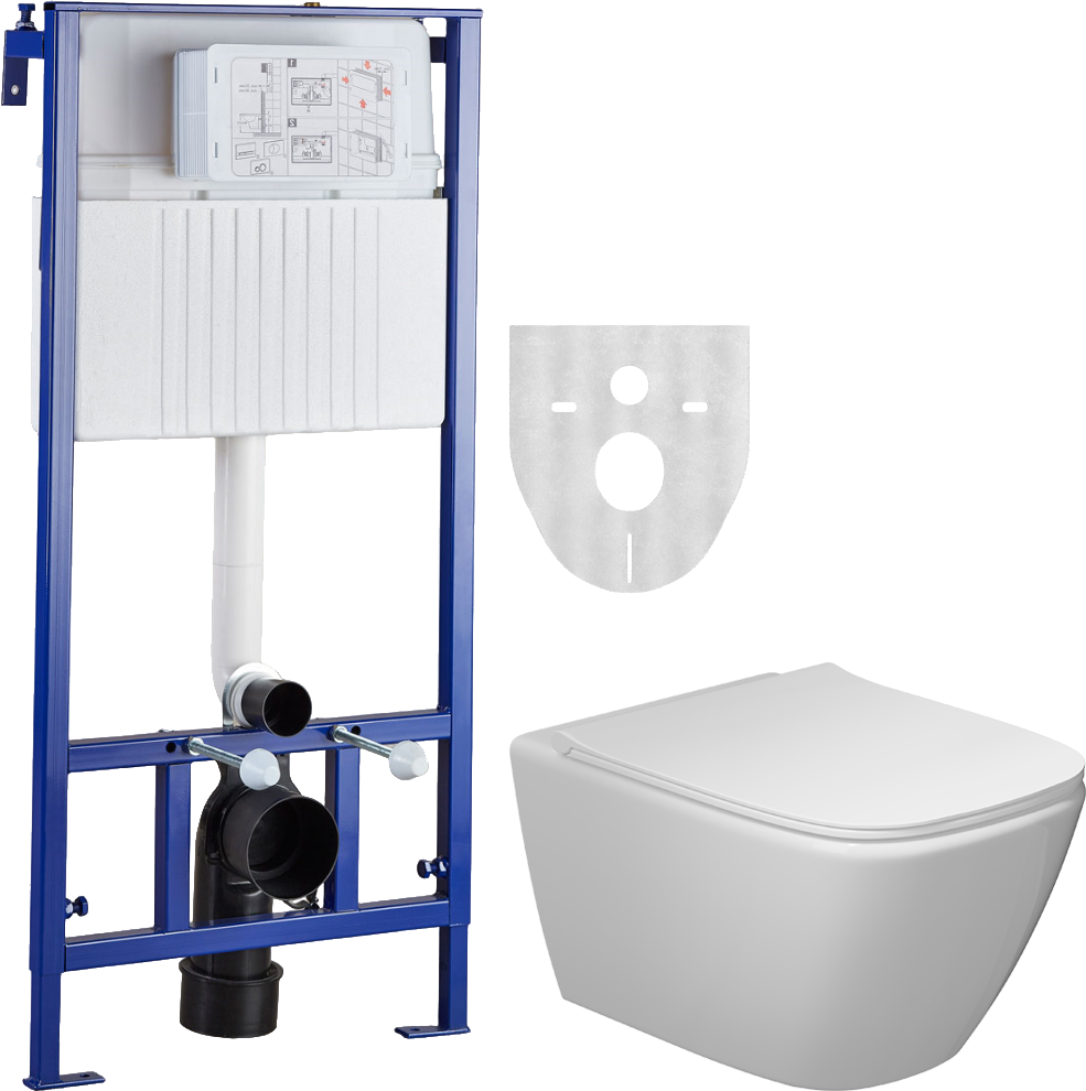 Комплект  Унитаз подвесной STWORKI Карлстад 5610 безободковый, с микролифтом + Система инсталляции для унитазов STWORKI 510163