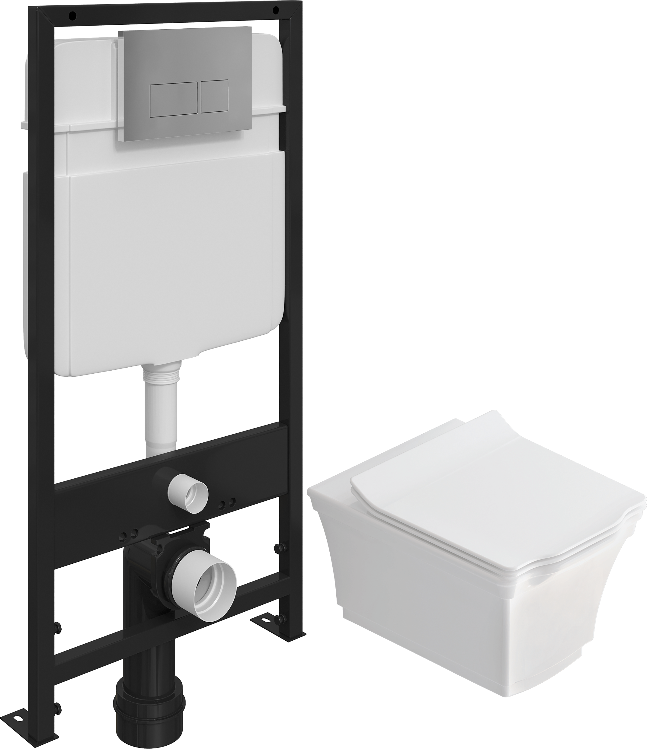 Комплект 3 в 1 Унитаз подвесной STWORKI Хадстен SETK3304-0616-001-1-6000 + Инсталляция EWRIKA ProLT 0026-2020 + Кнопка 0041 цвет хром