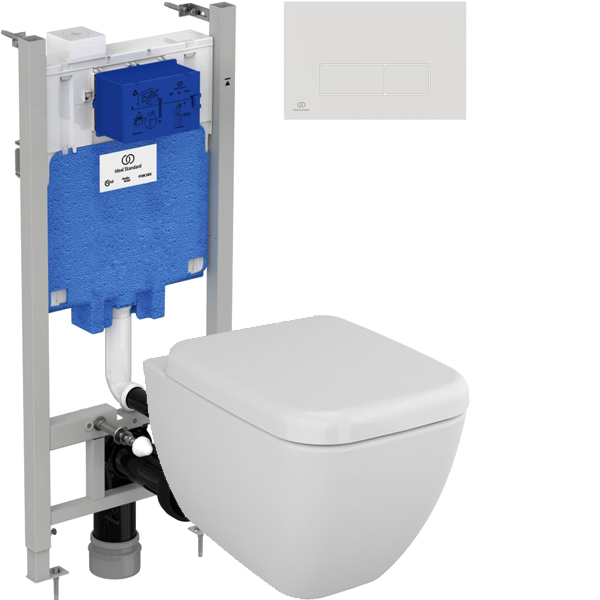 Комплект  Чаша для унитаза подвесного VitrA Shift 7742B003-0075 белая глянцевая + 91-003-009 + R046367 + кнопка смыва