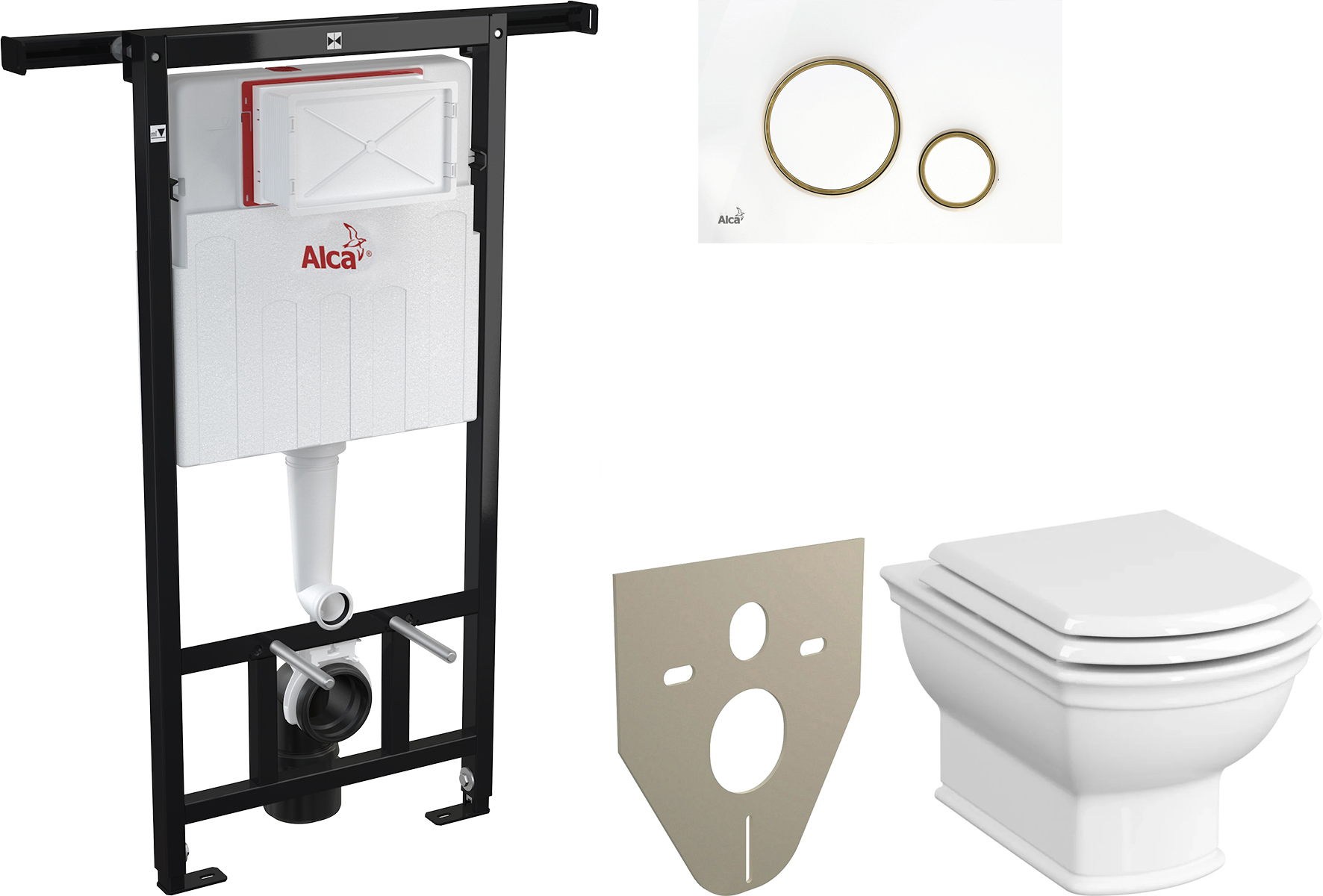 Комплект  Унитаз подвесной VitrA Valarte 7805B003-0075 с крышкой + Система инсталляции AM102/1120 + Кнопка смыва AlcaPlast THIN + Шумоизоляционная панель