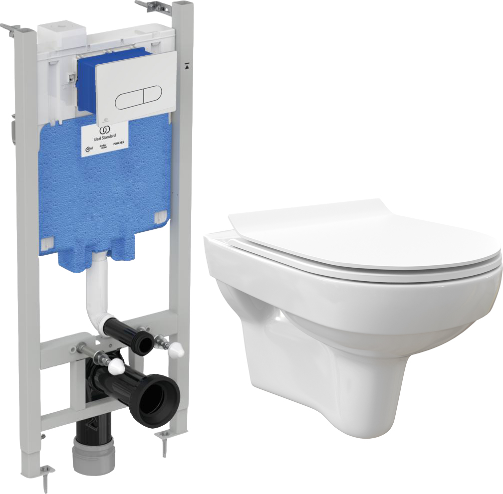 Комплект Унитаз подвесной STWORKI Хельсинки Clean On DPL EO slim безободковый + Система инсталляции для унитазов Ideal Standard ProSys Eco Frame 2.0 с кнопкой смыва