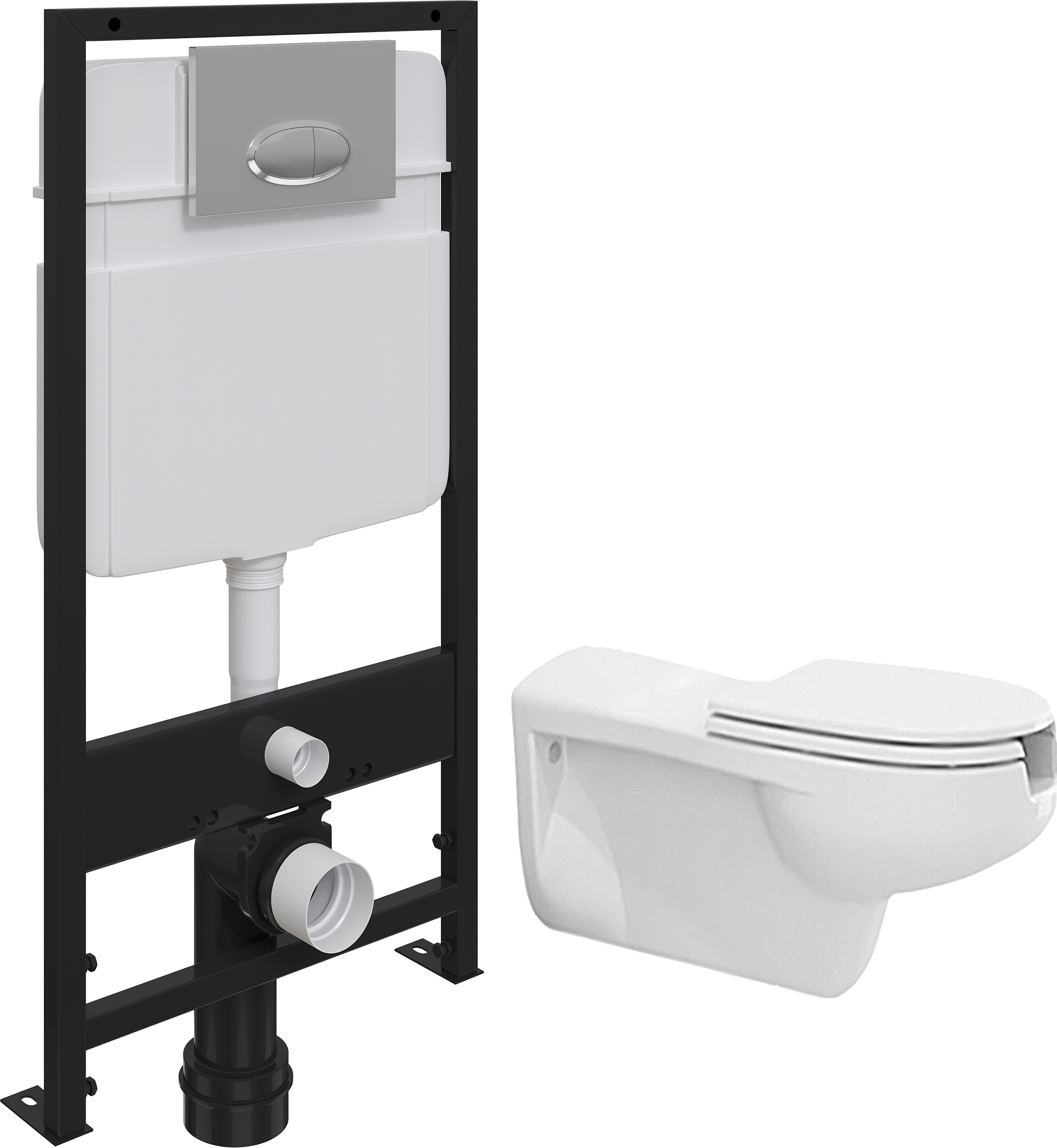 Комплект Унитаз подвесной BOCCHI Care&Confort 2011-001-0129 глянцевый белый, с микролифтом + Система инсталляции для унитазов EWRIKA ProLT 0026-2020 с кнопкой смыва 0051 хром