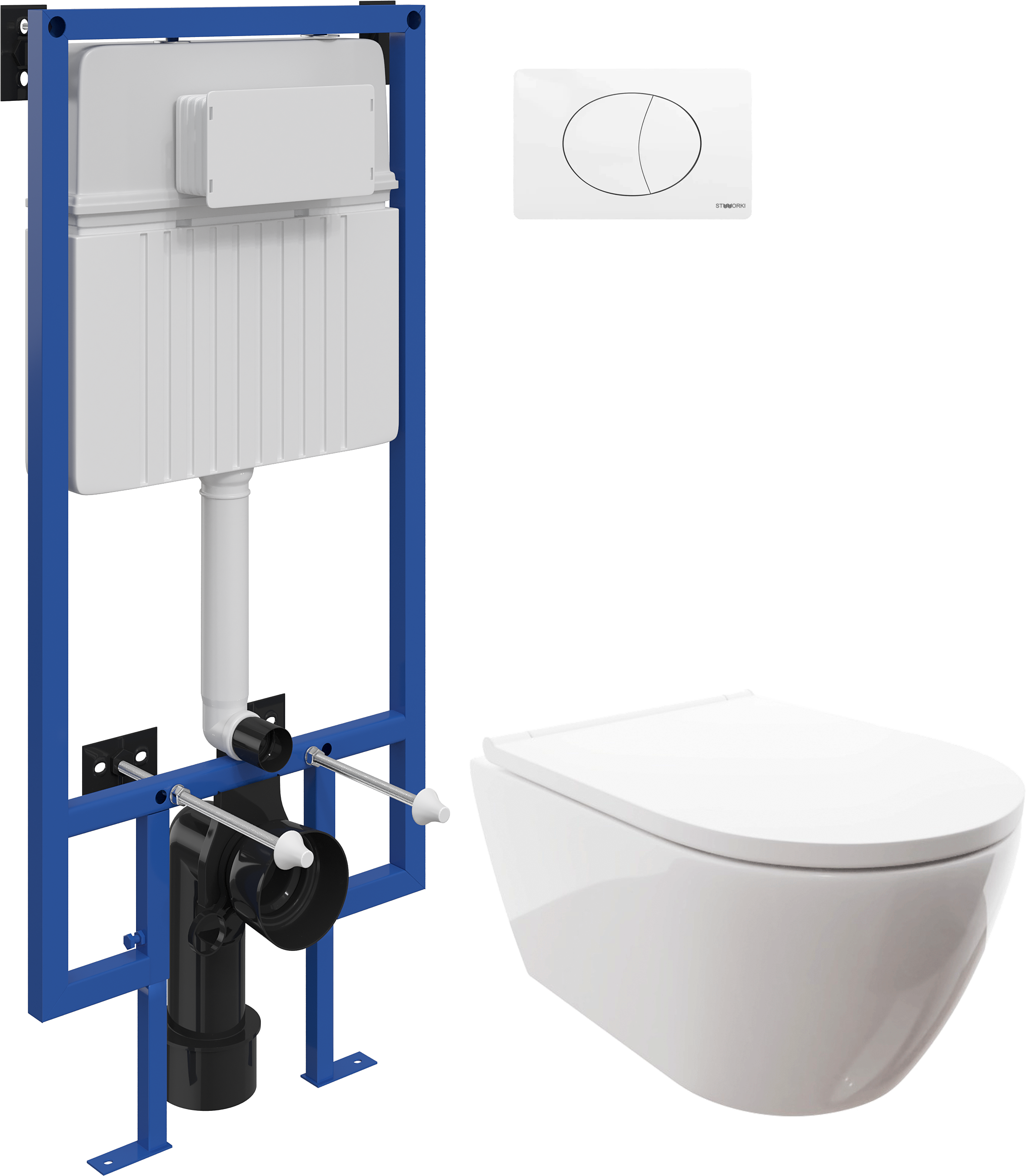 Комплект 3 в 1 Унитаз подвесной DIWO Коломна 0700 + Инсталляция STWORKI 510162 + Кнопка 230824