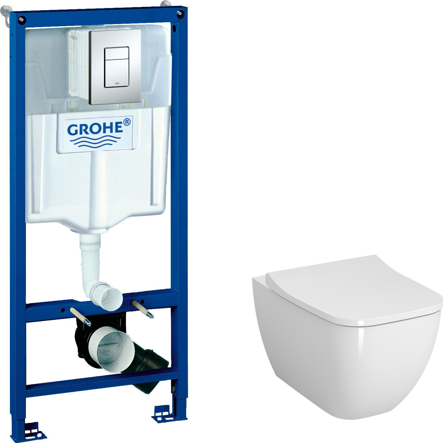 Комплект Унитаз подвесной VitrA Shift 7742B003-0075 с микролифтом + Инсталляция Grohe Rapid SL 38772001 3 в 1 с кнопкой смыва