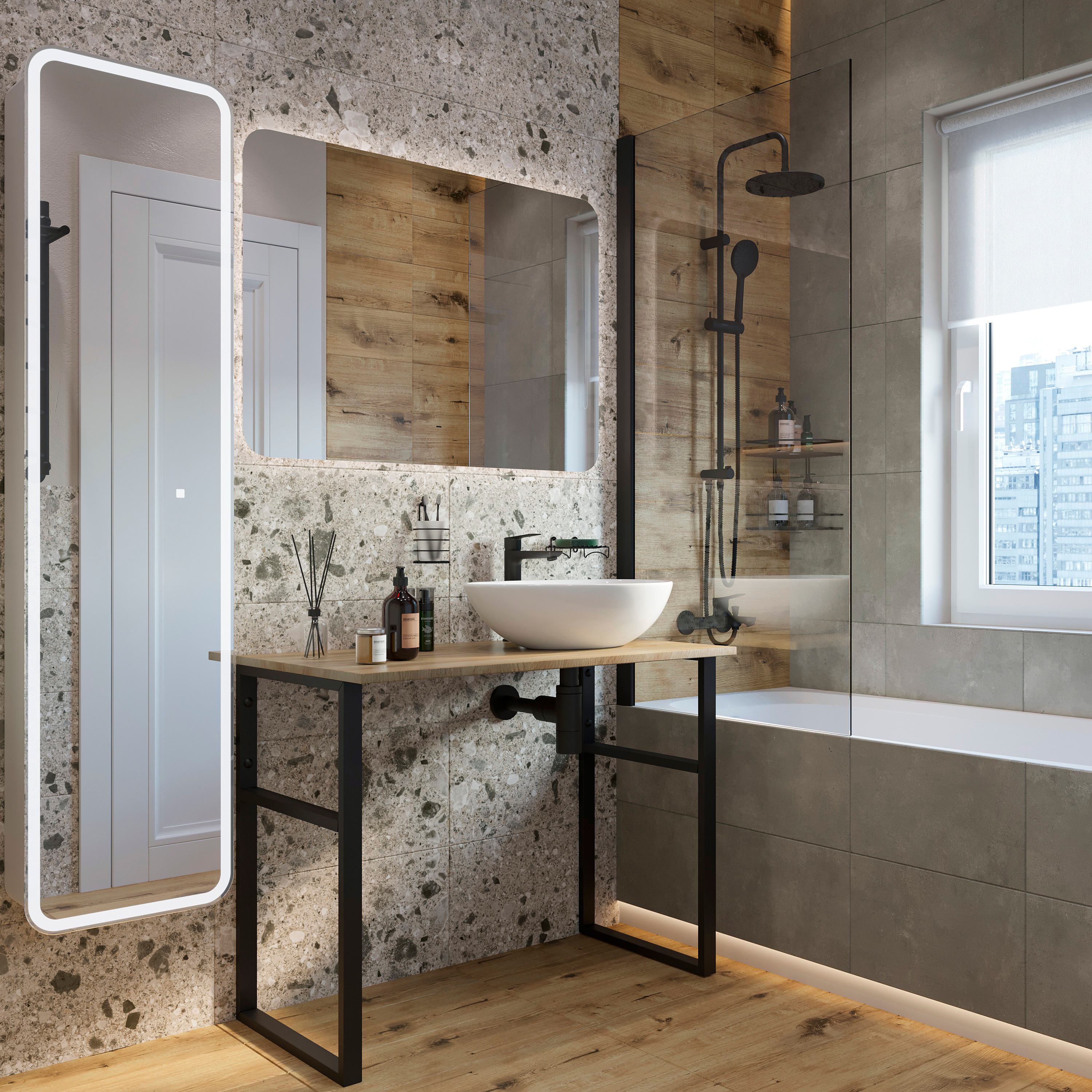 Консоль DIWO Элиста 100 светлое дерево, с раковиной Moduo 55 Leaf купить в Тамбове