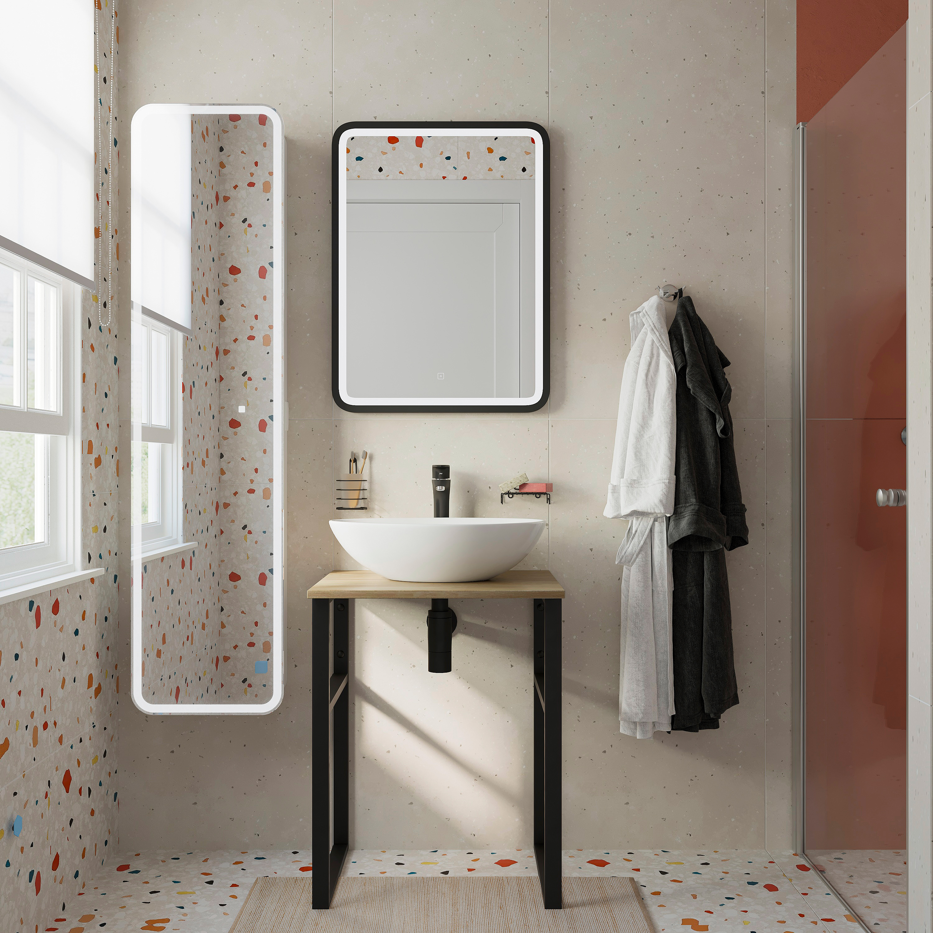 Консоль DIWO Элиста 60 светлое дерево, с раковиной Moduo 55 Leaf купить в Тамбове