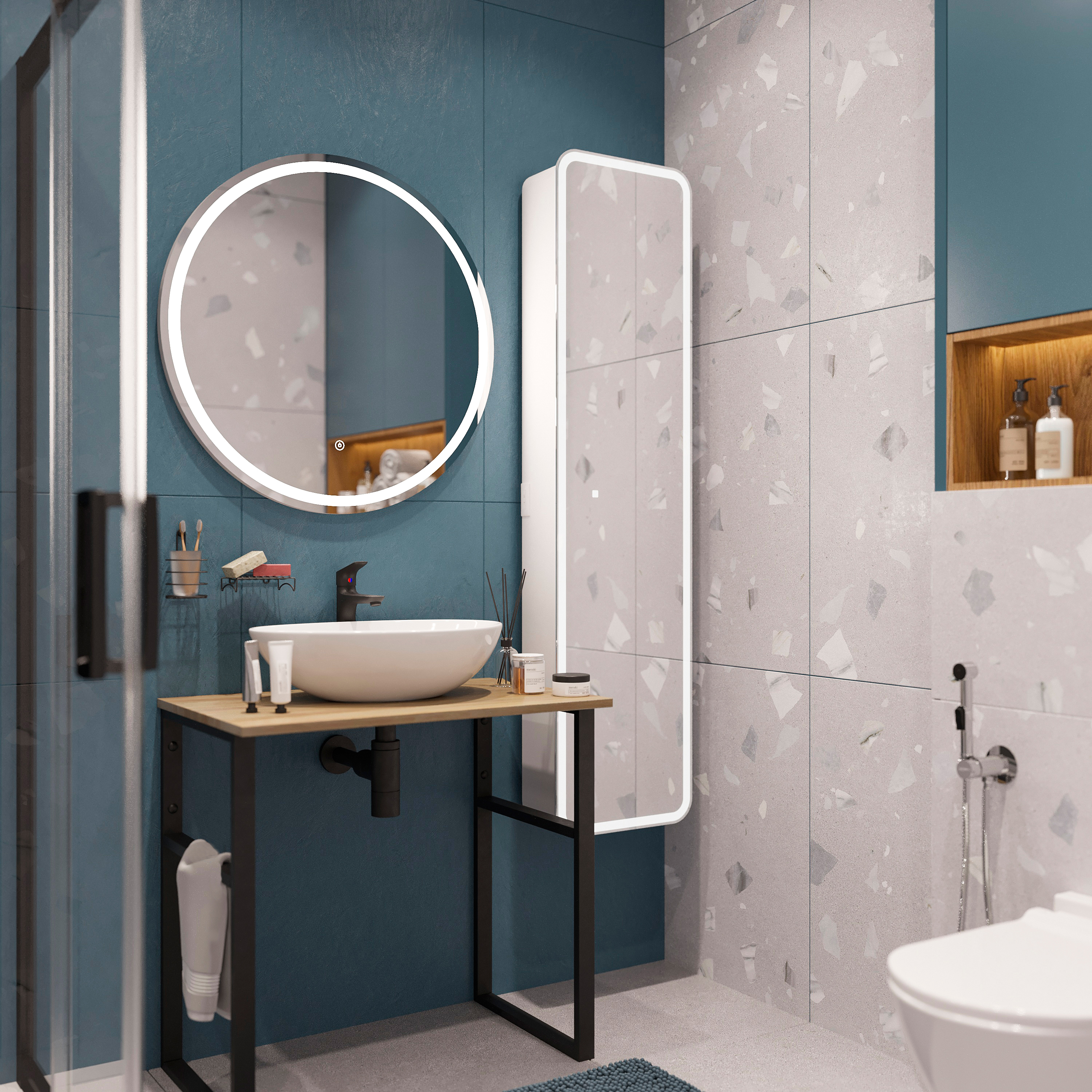 Консоль DIWO Элиста 80 светлое дерево, с раковиной Moduo 55 Leaf купить в Тамбове