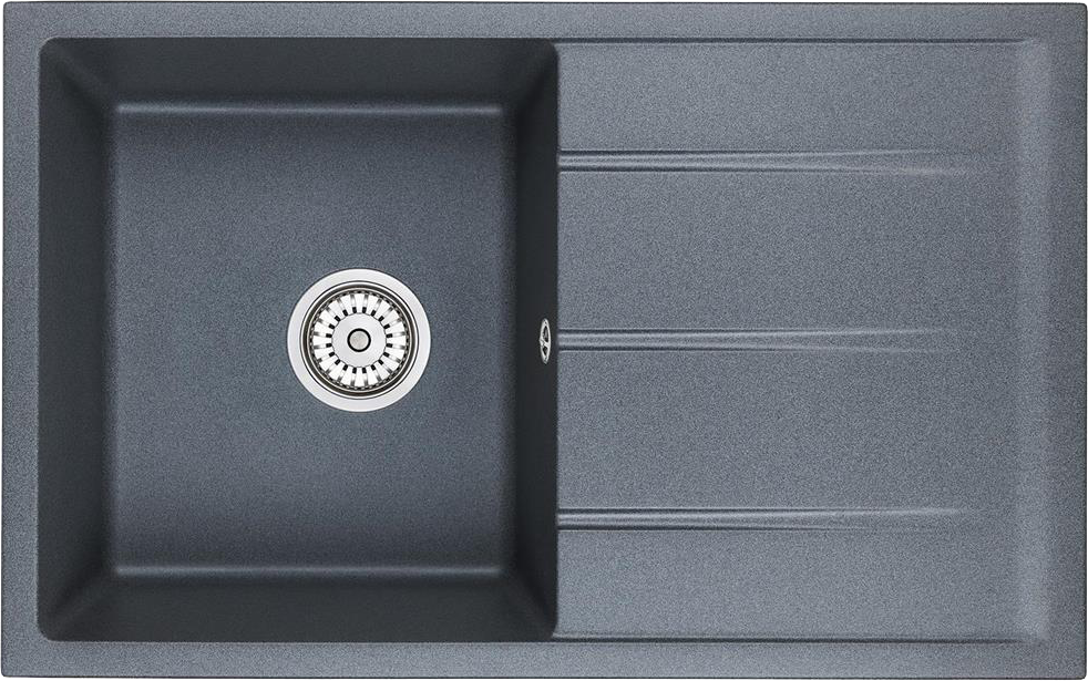 Мойка кухонная Domaci Солерно DMQ-1800.Q антрацит, 80х50 см, черная, кварцевая, с крылом, прямоугольная